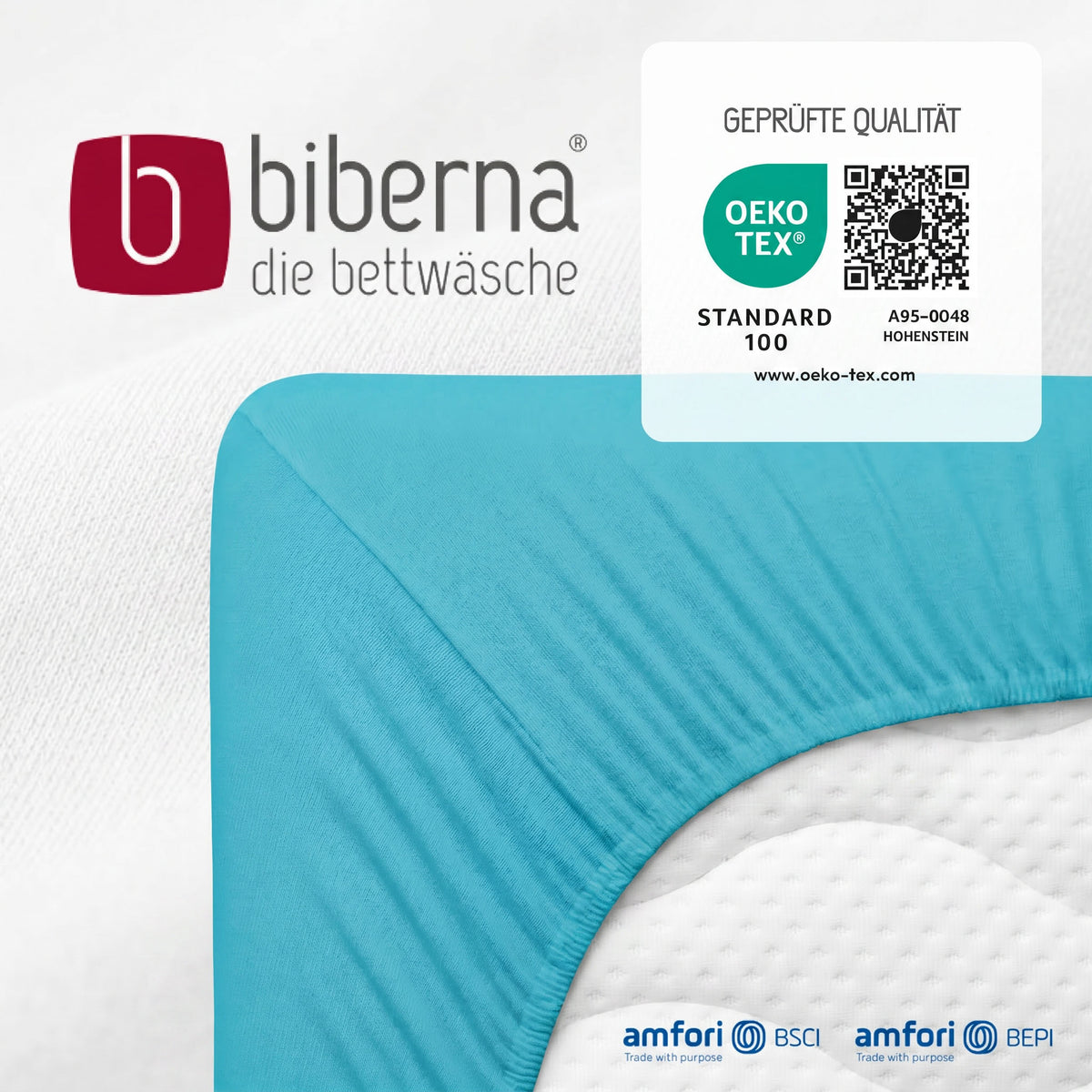 biberna Feinjersey Spannbetttuch – geprüfte Qualität, OEKO-TEX Standard 100