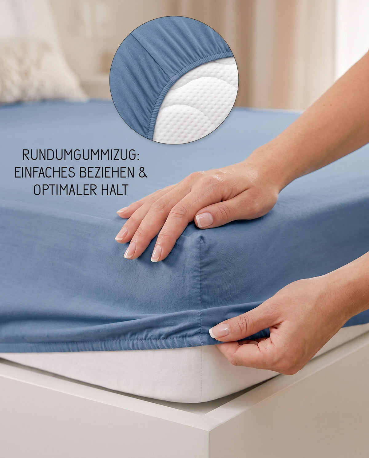 biberna Feinjersey Spannbetttuch – Rundumgummizug für optimalen Halt