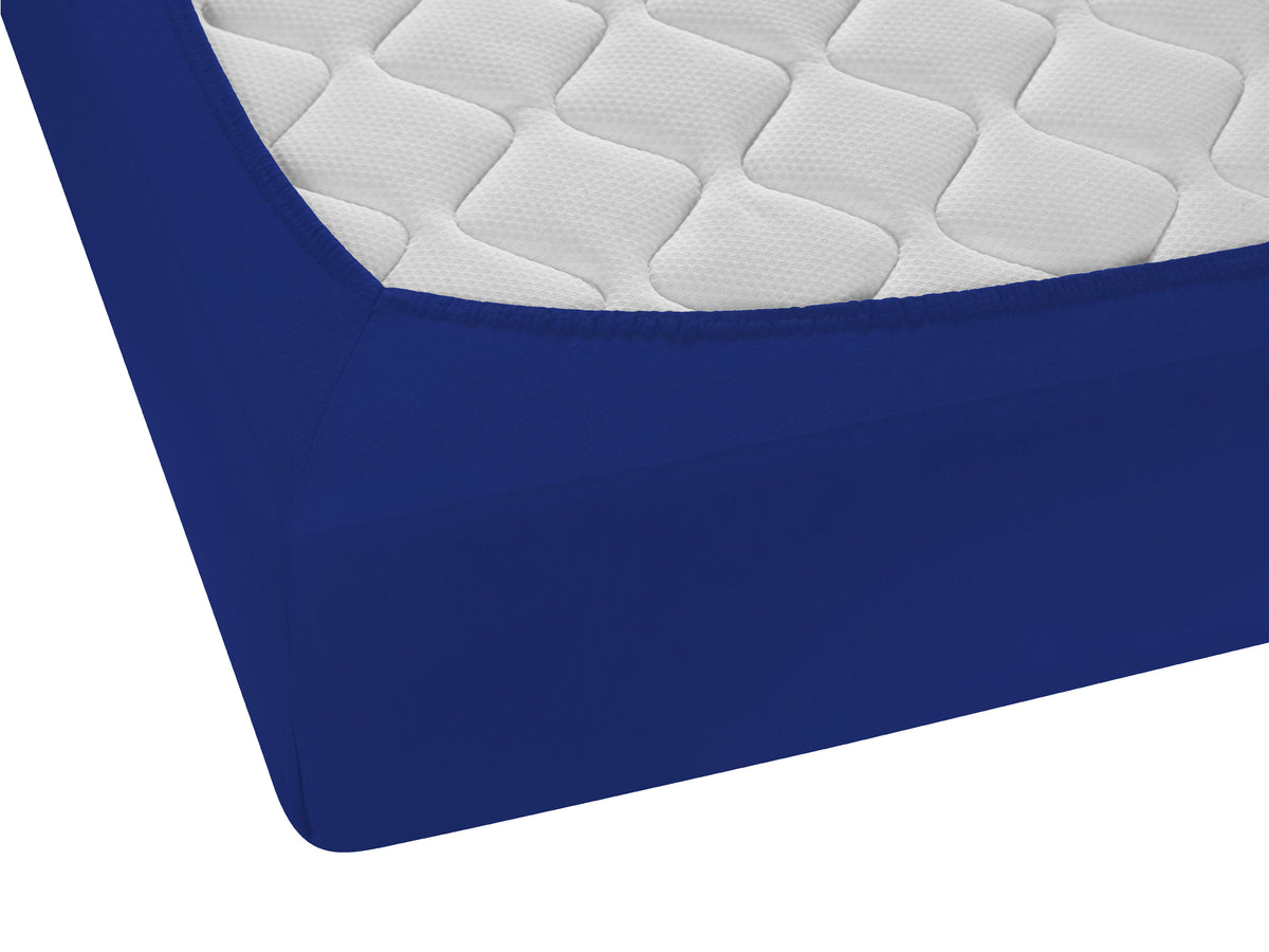 biberna Feinjersey Spannbetttuch Saphir – Detailaufnahme