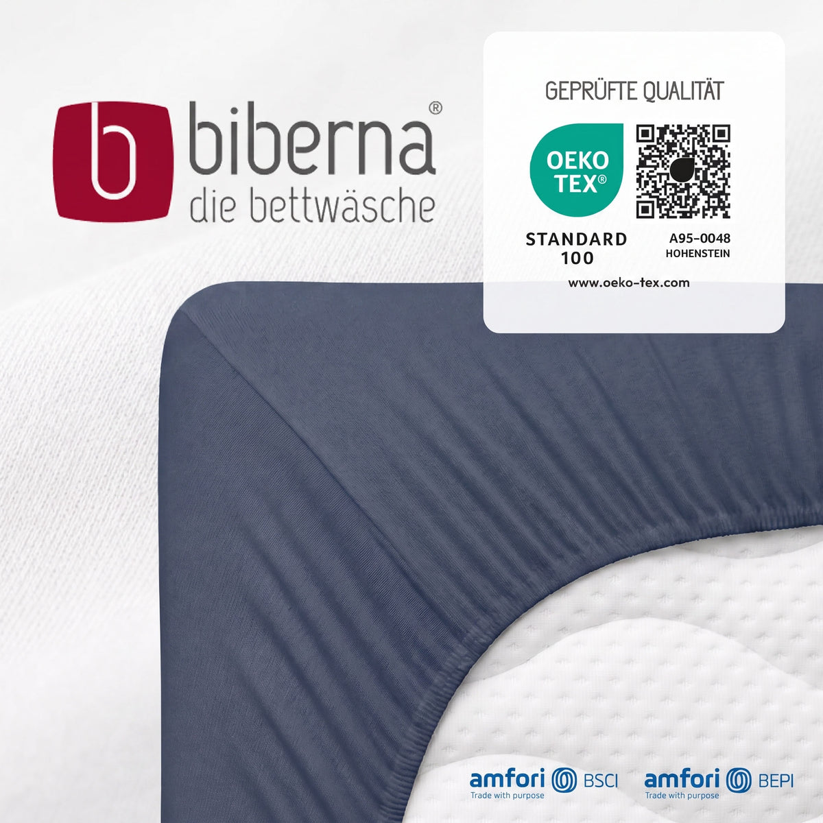 biberna Feinjersey Spannbetttuch – geprüfte Qualität, OEKO-TEX Standard 100