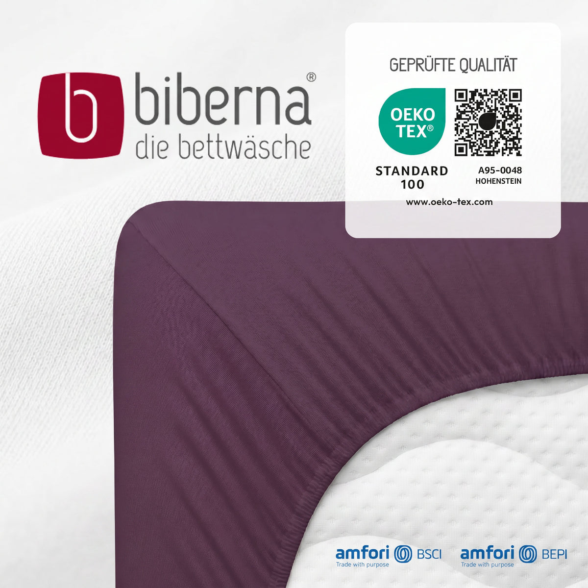 biberna Feinjersey Spannbetttuch – geprüfte Qualität, OEKO-TEX Standard 100