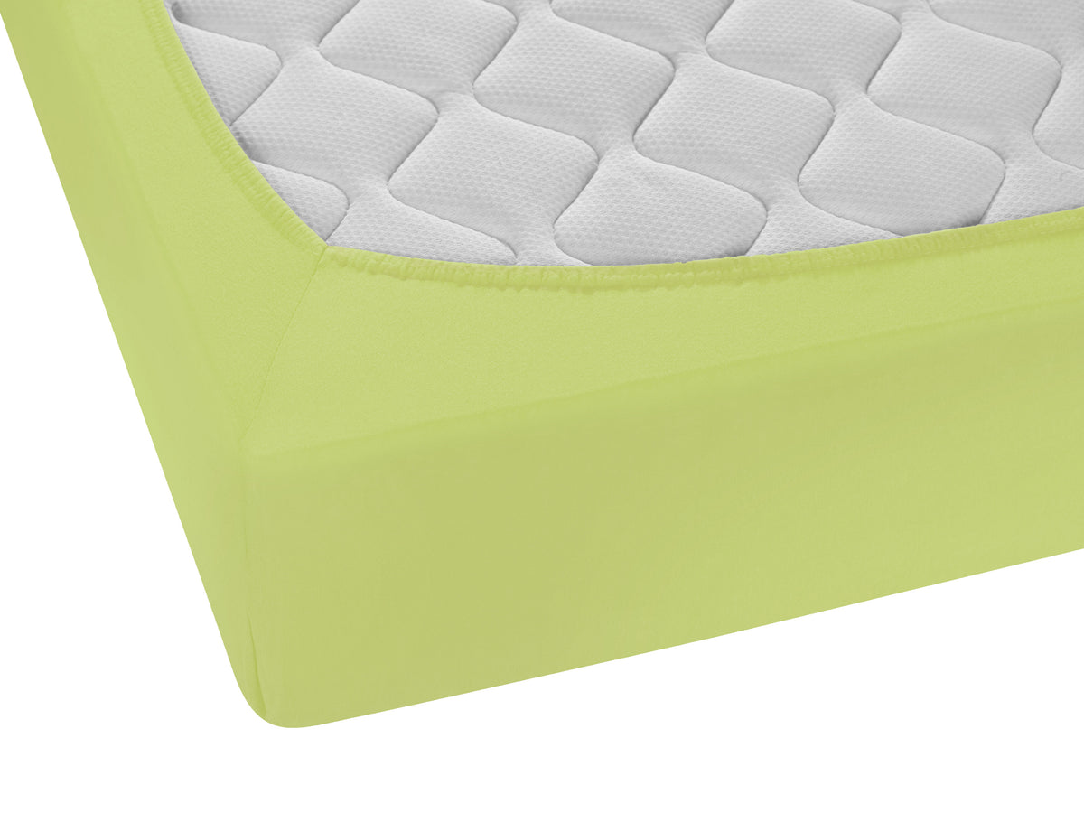 biberna Feinjersey Spannbetttuch Apfelgrün – Detailaufnahme