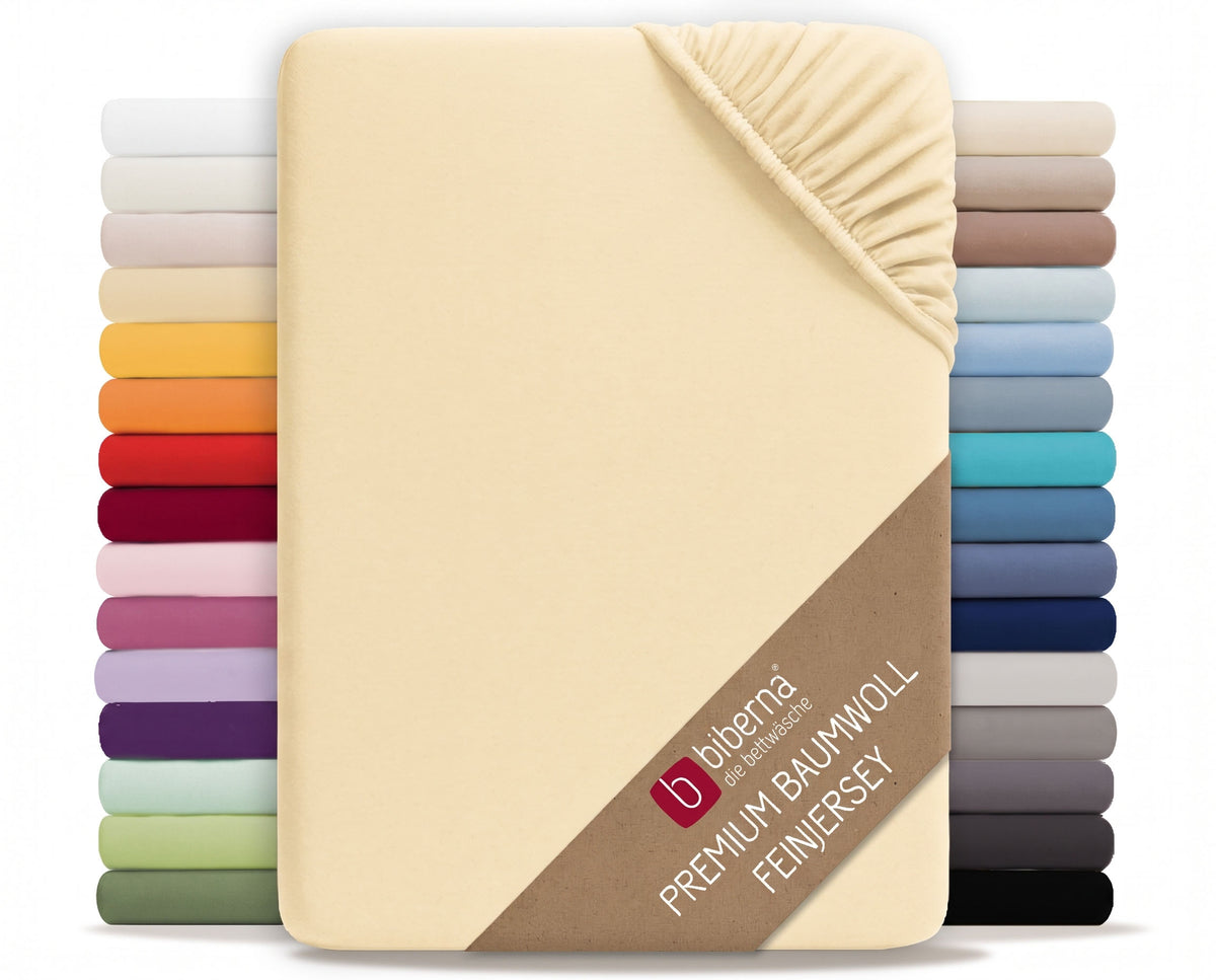 biberna Feinjersey Spannbetttuch – Gelb