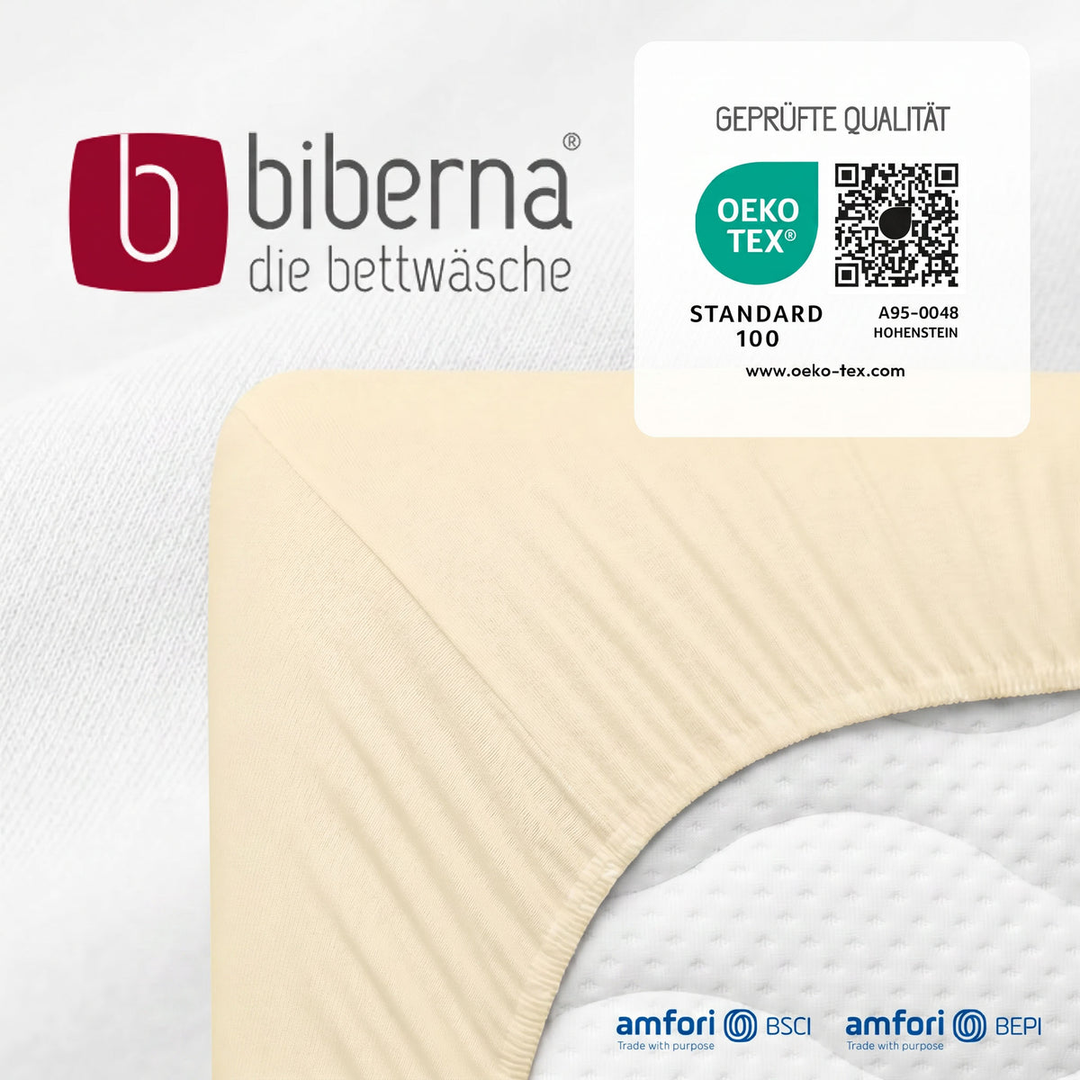 biberna Feinjersey Kinder-Spannbetttuch – geprüfte Qualität, OEKO-TEX Standard 100
