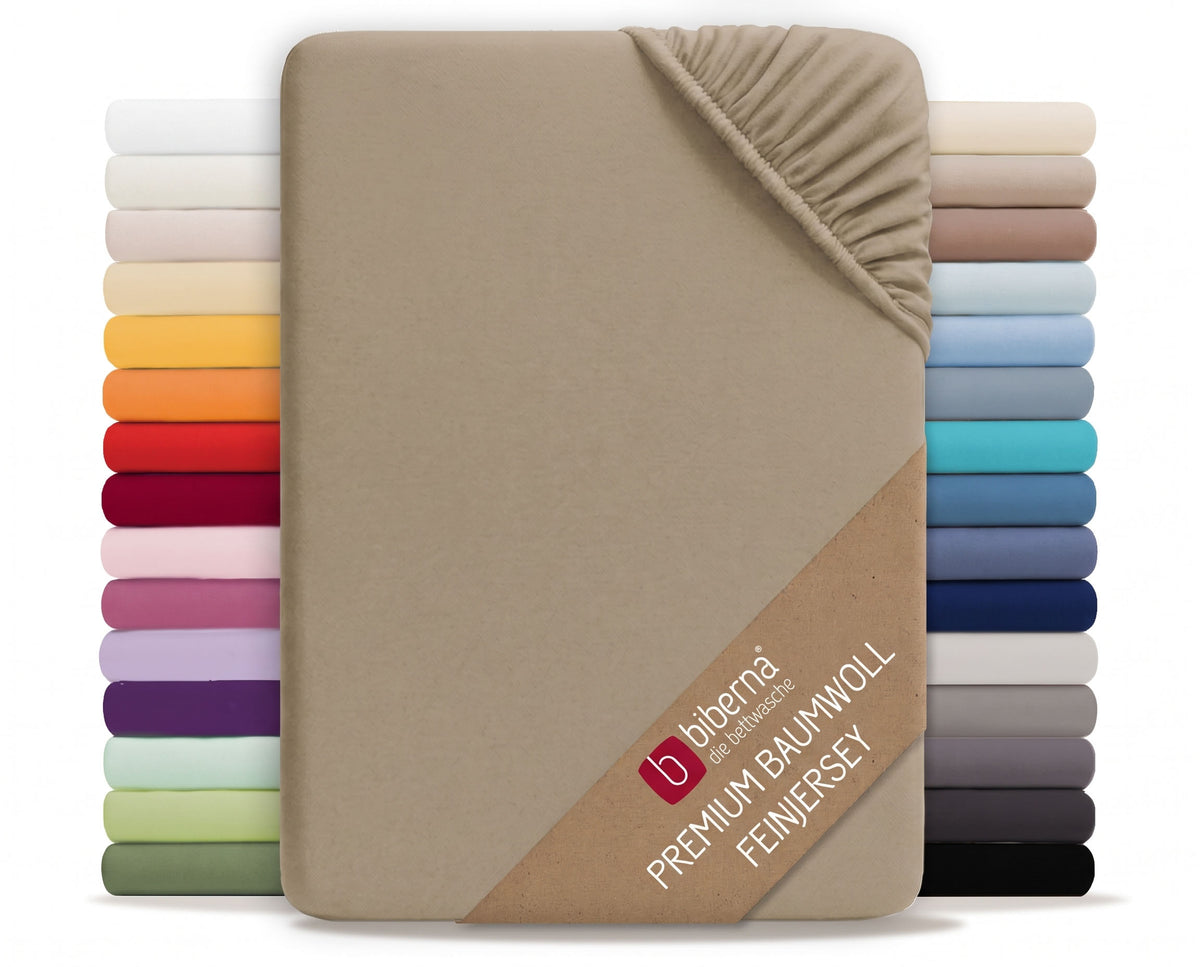 biberna Feinjersey Spannbetttuch – Taupe