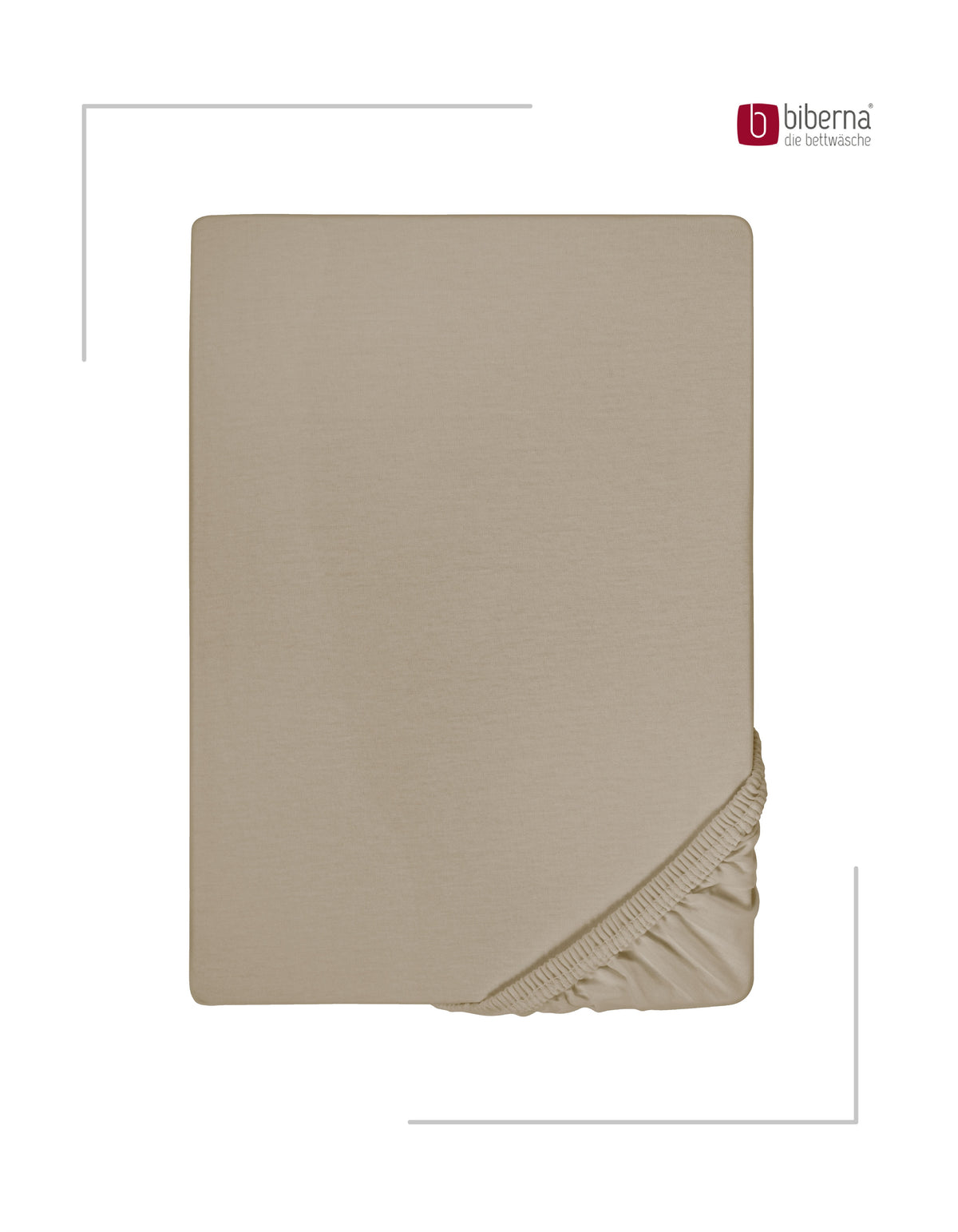 biberna Feinjersey Kinder-Spannbetttuch – Taupe, Produktansicht