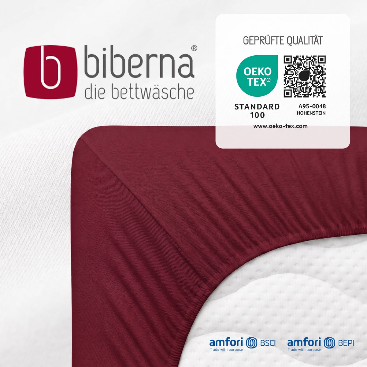 biberna Feinjersey Spannbetttuch – geprüfte Qualität, OEKO-TEX Standard 100