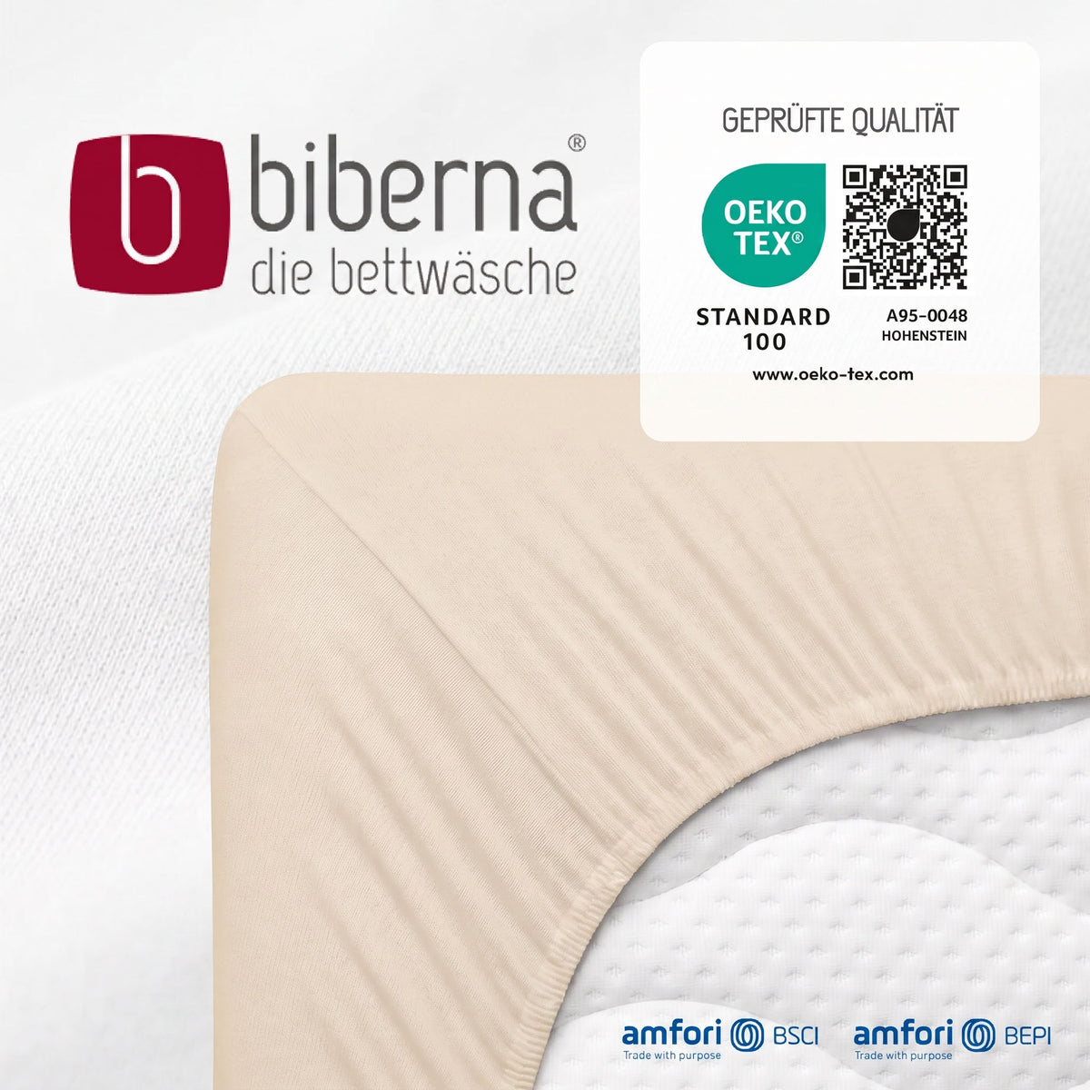 biberna Feinjersey Spannbetttuch – geprüfte Qualität, OEKO-TEX Standard 100