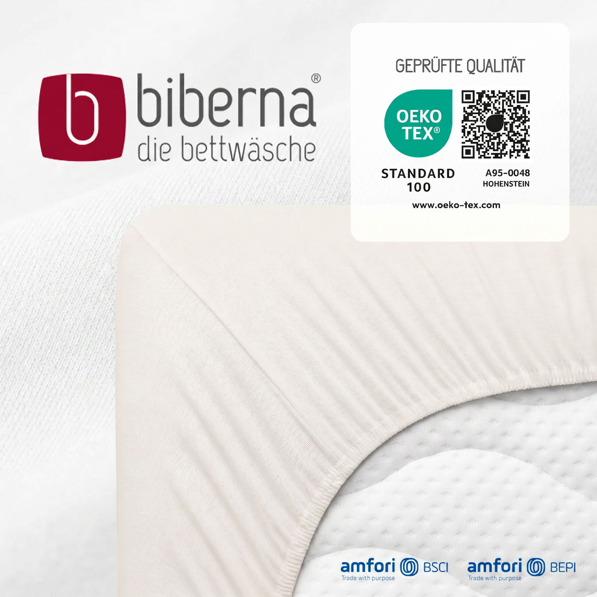 biberna Feinjersey Spannbetttuch – geprüfte Qualität, OEKO-TEX Standard 100