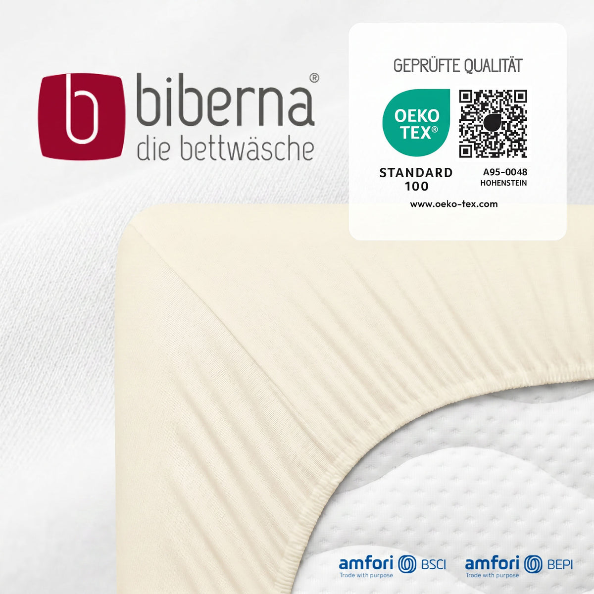 biberna Feinjersey Spannbetttuch – geprüfte Qualität, OEKO-TEX Standard 100