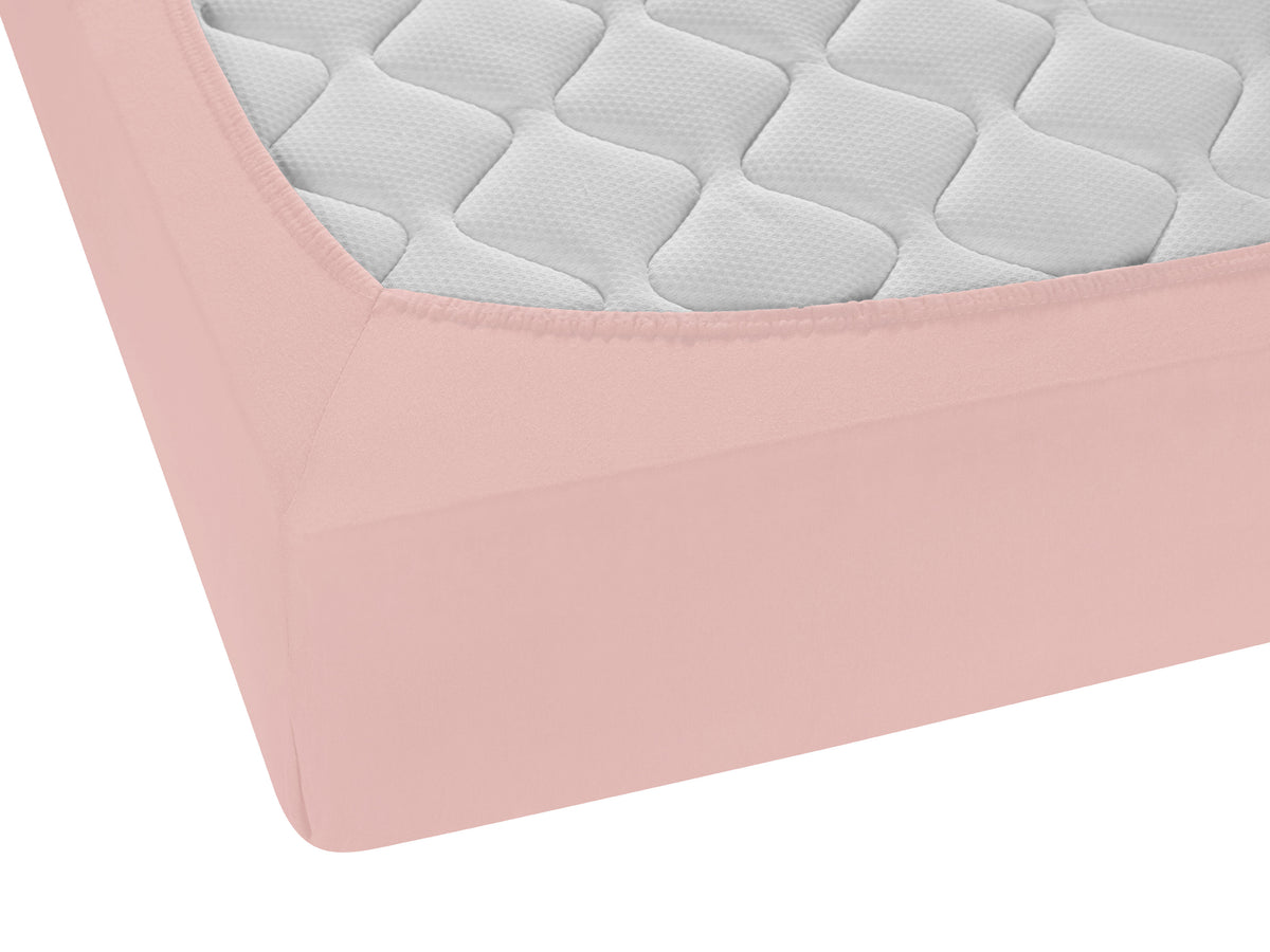 Sleep & Protect Feinjersey Spannbetttuch Koralle – Detailaufnahme
