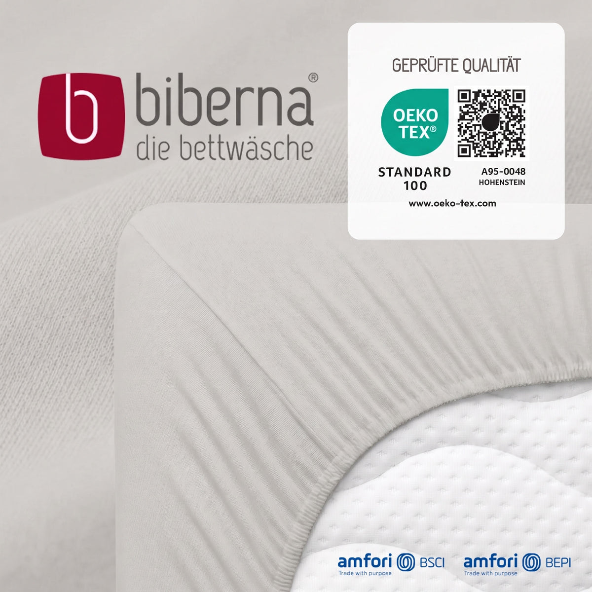 biberna Jersey Spannbetttuch – geprüfte Qualität, OEKO-TEX Standard 100