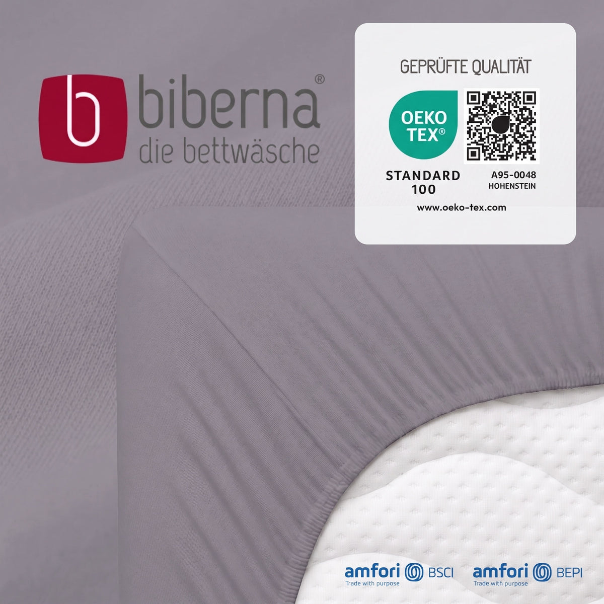 biberna Jersey Spannbetttuch – geprüfte Qualität, OEKO-TEX Standard 100