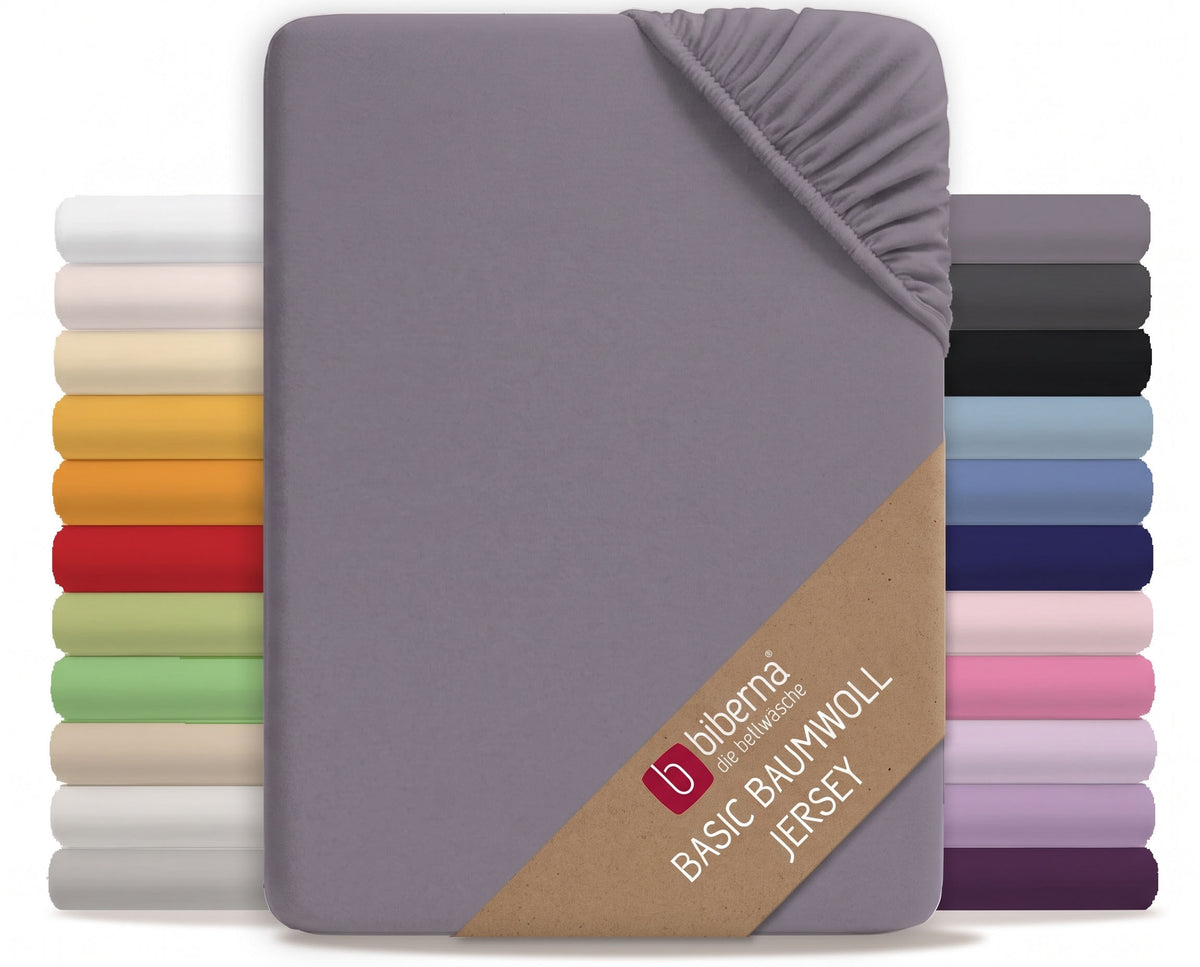 biberna Jersey Spannbetttuch – Silber/Grau