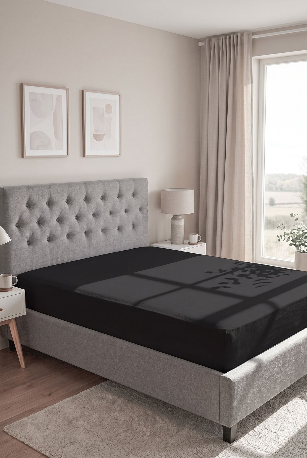 biberna Jersey Spannbetttuch – Schwarz im Schlafzimmer