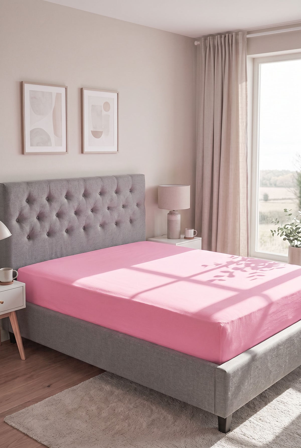 biberna Jersey Spannbetttuch – Pink im Schlafzimmer