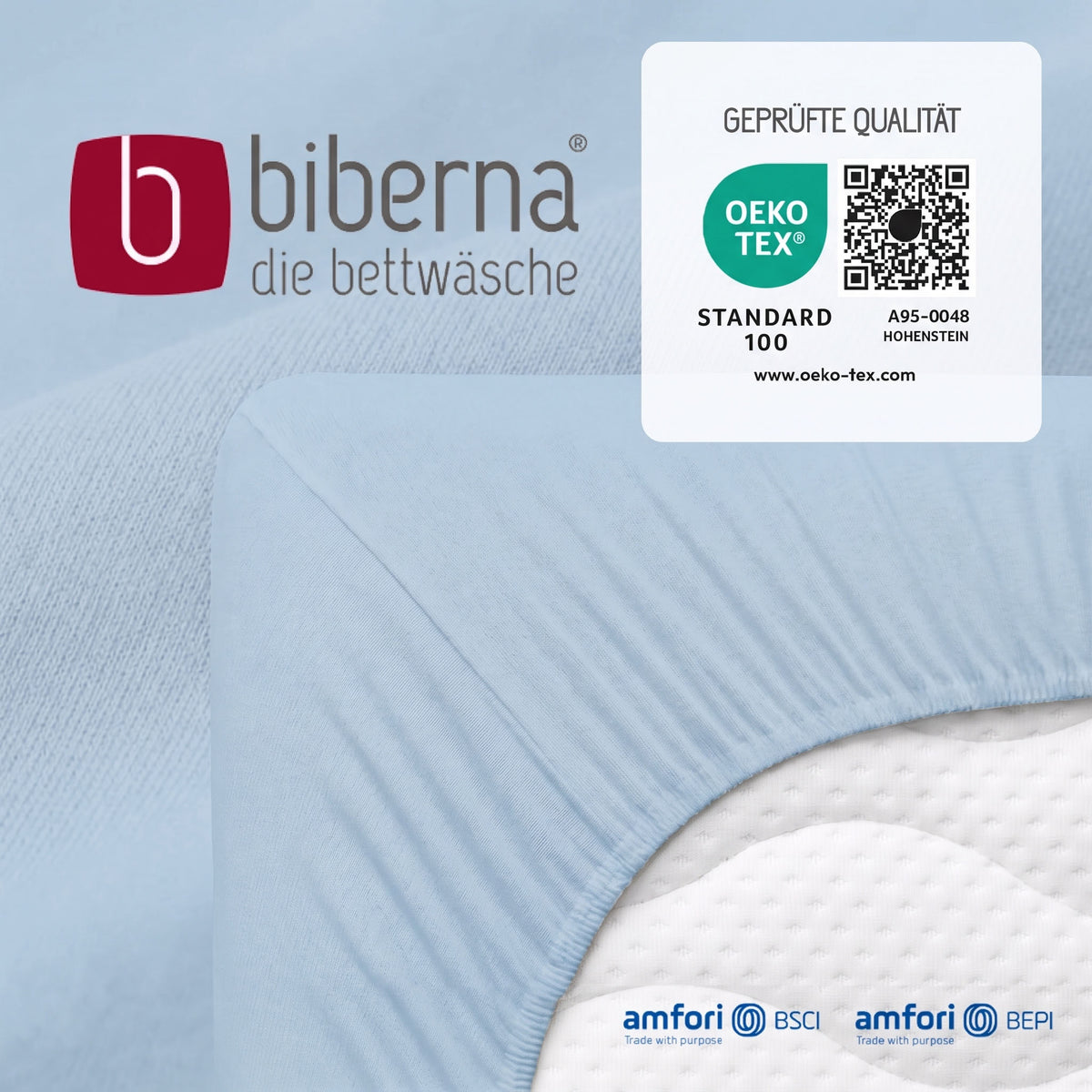 biberna Jersey Spannbetttuch – geprüfte Qualität, OEKO-TEX Standard 100