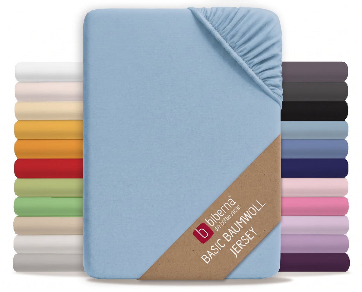 biberna Jersey Spannbetttuch – Taubenblau