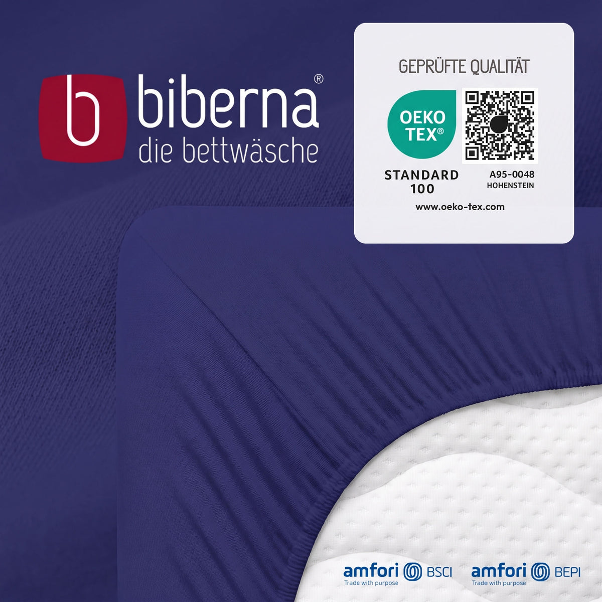 biberna Jersey Spannbetttuch – geprüfte Qualität, OEKO-TEX Standard 100