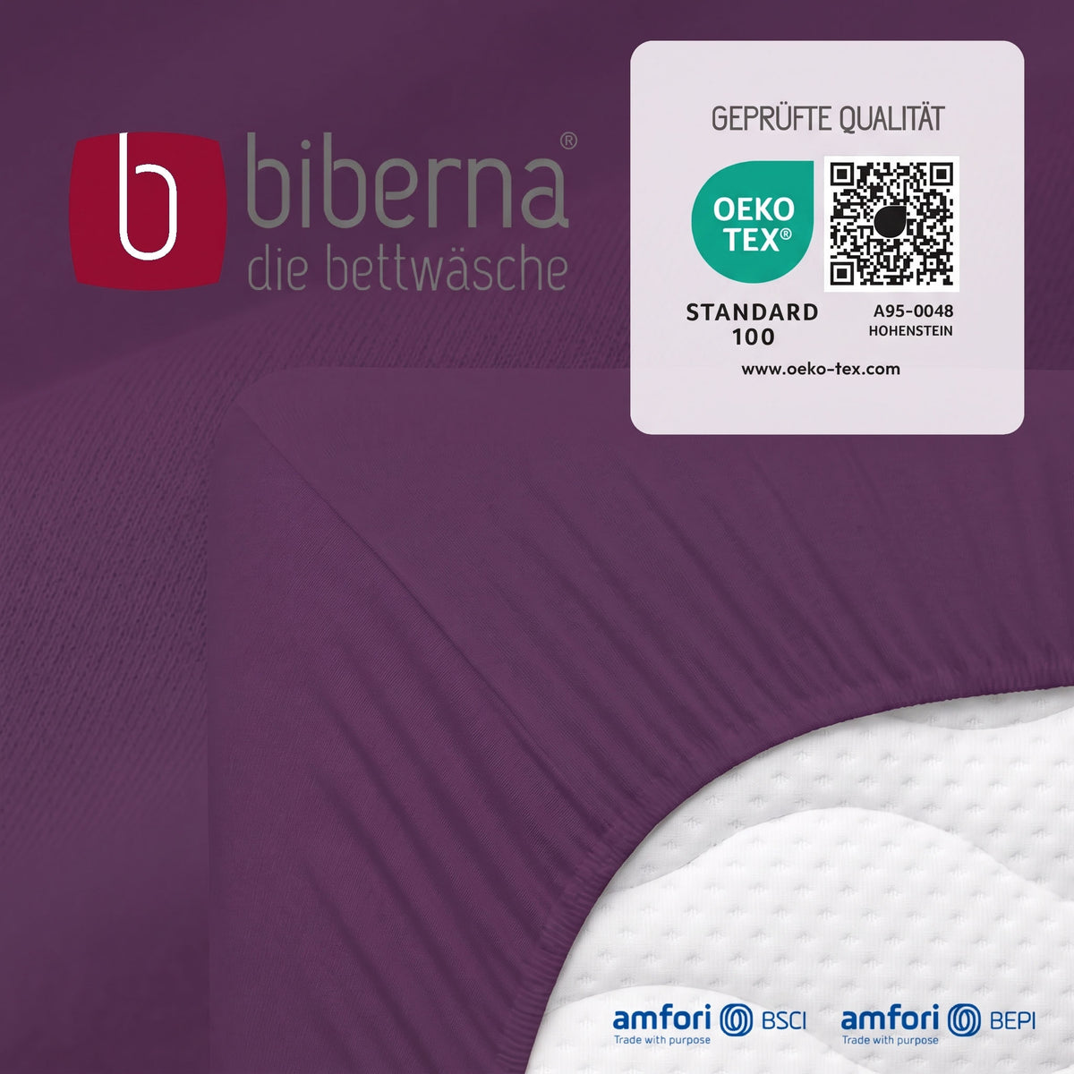 biberna Jersey Spannbetttuch – geprüfte Qualität, OEKO-TEX Standard 100