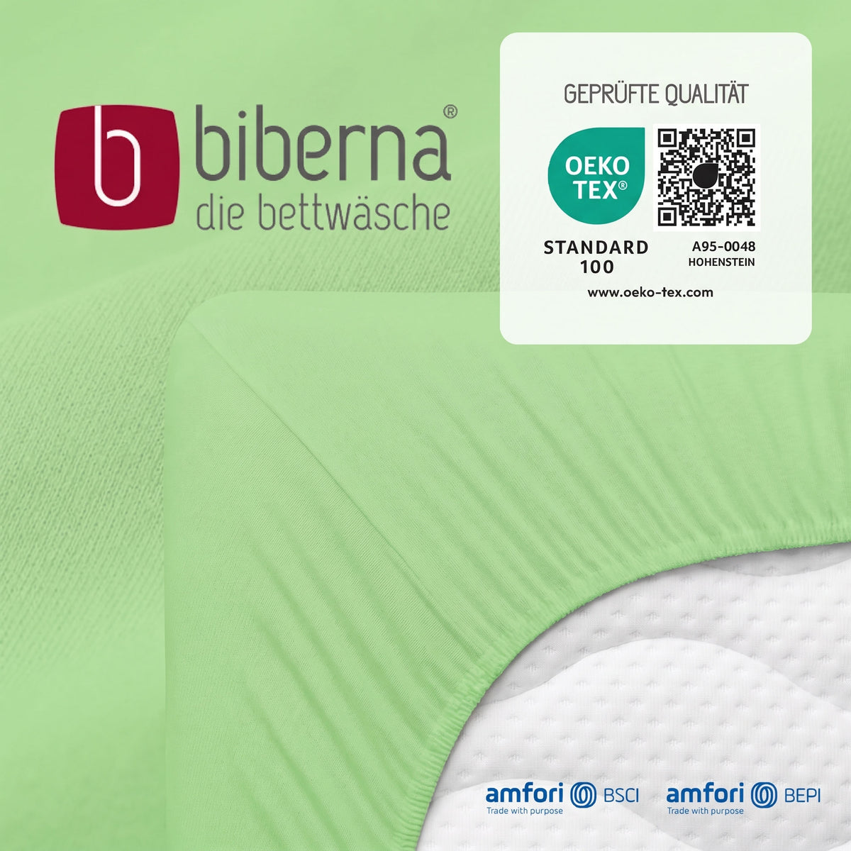 biberna Jersey Spannbetttuch – geprüfte Qualität, OEKO-TEX Standard 100