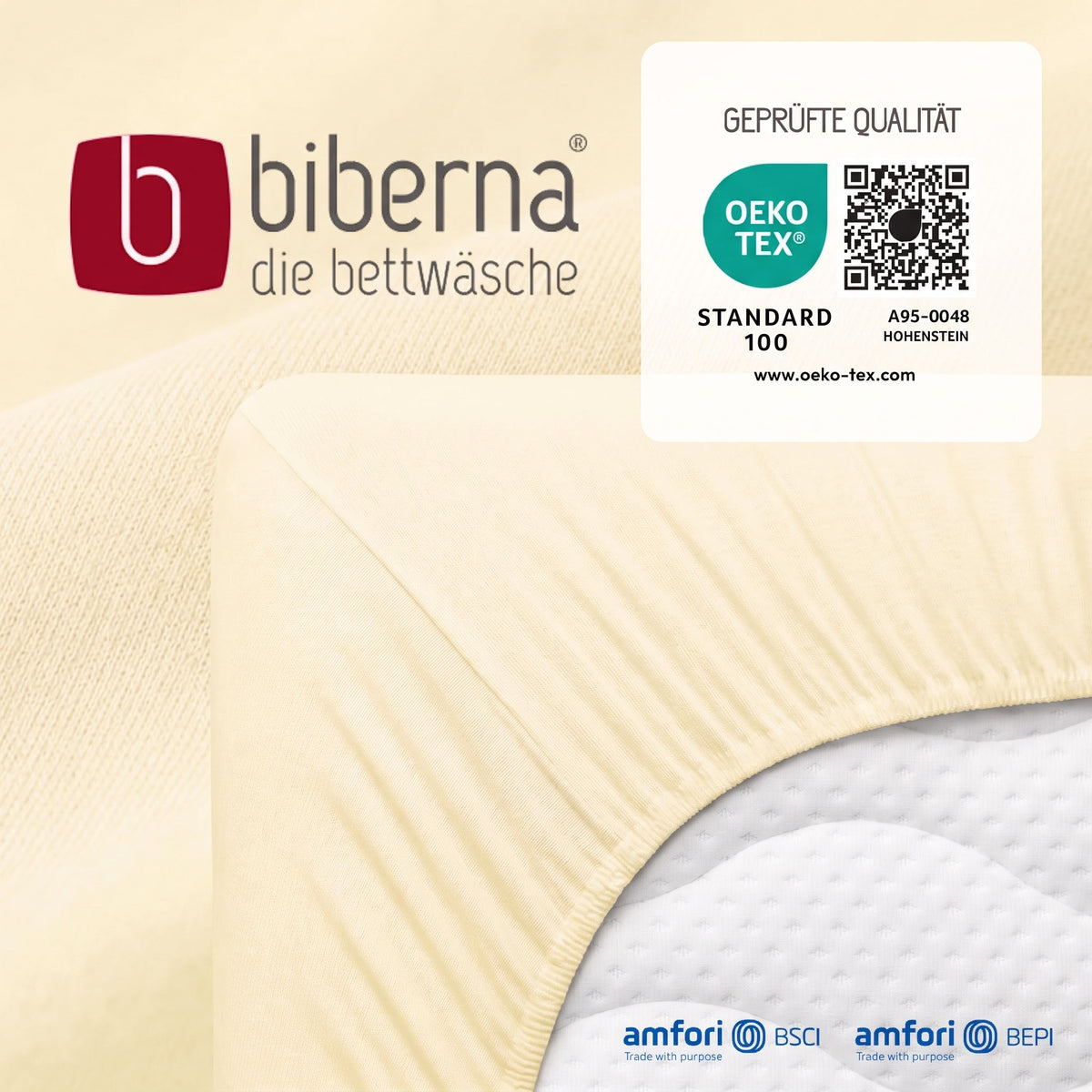 biberna Jersey Spannbetttuch – geprüfte Qualität, OEKO-TEX Standard 100