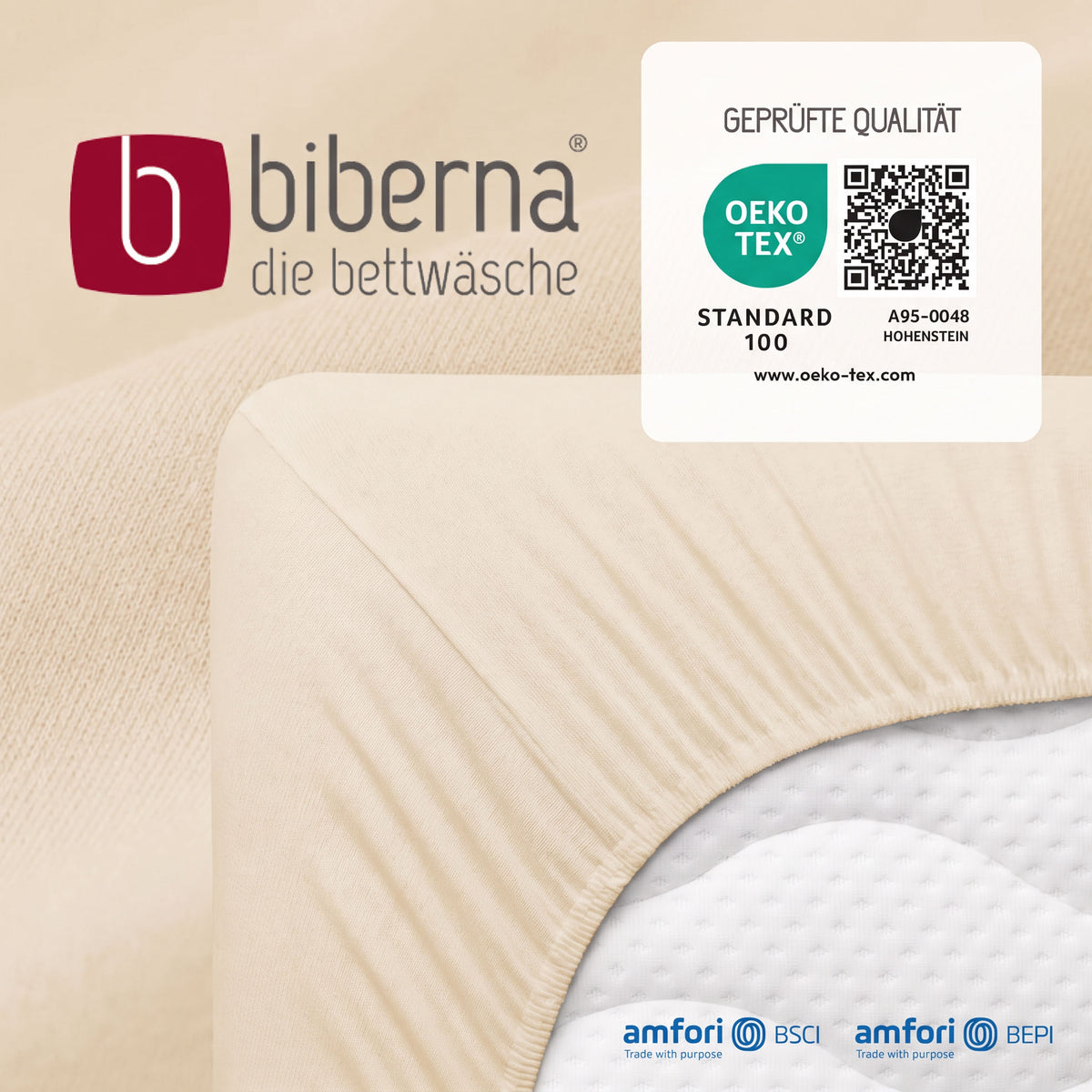 biberna Jersey Spannbetttuch – geprüfte Qualität, OEKO-TEX Standard 100