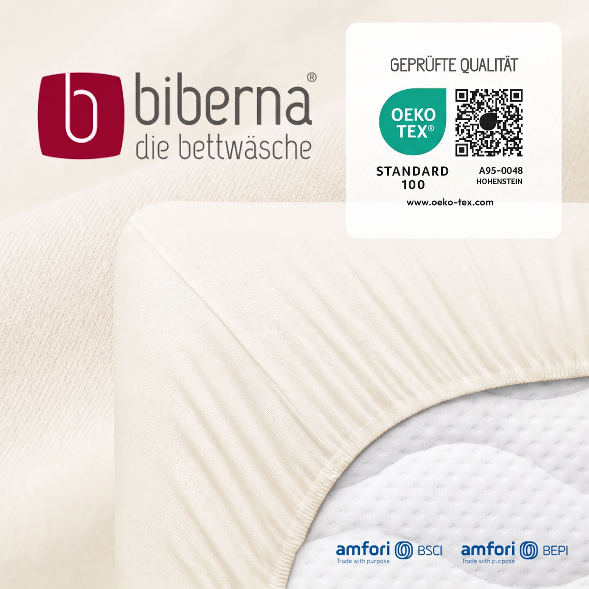 biberna Jersey Spannbetttuch – geprüfte Qualität, OEKO-TEX Standard 100