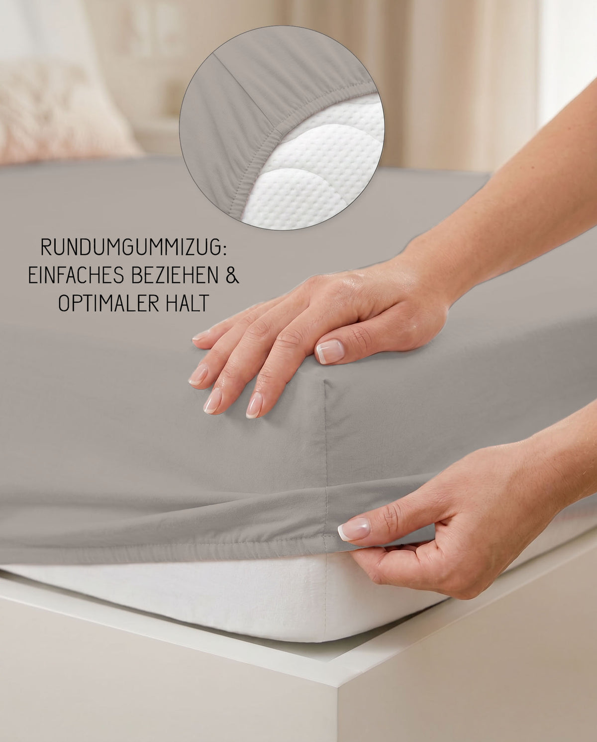 biberna Jersey-Elastic-Boxspring Spannbetttuch – Rundumgummizug für optimalen Halt