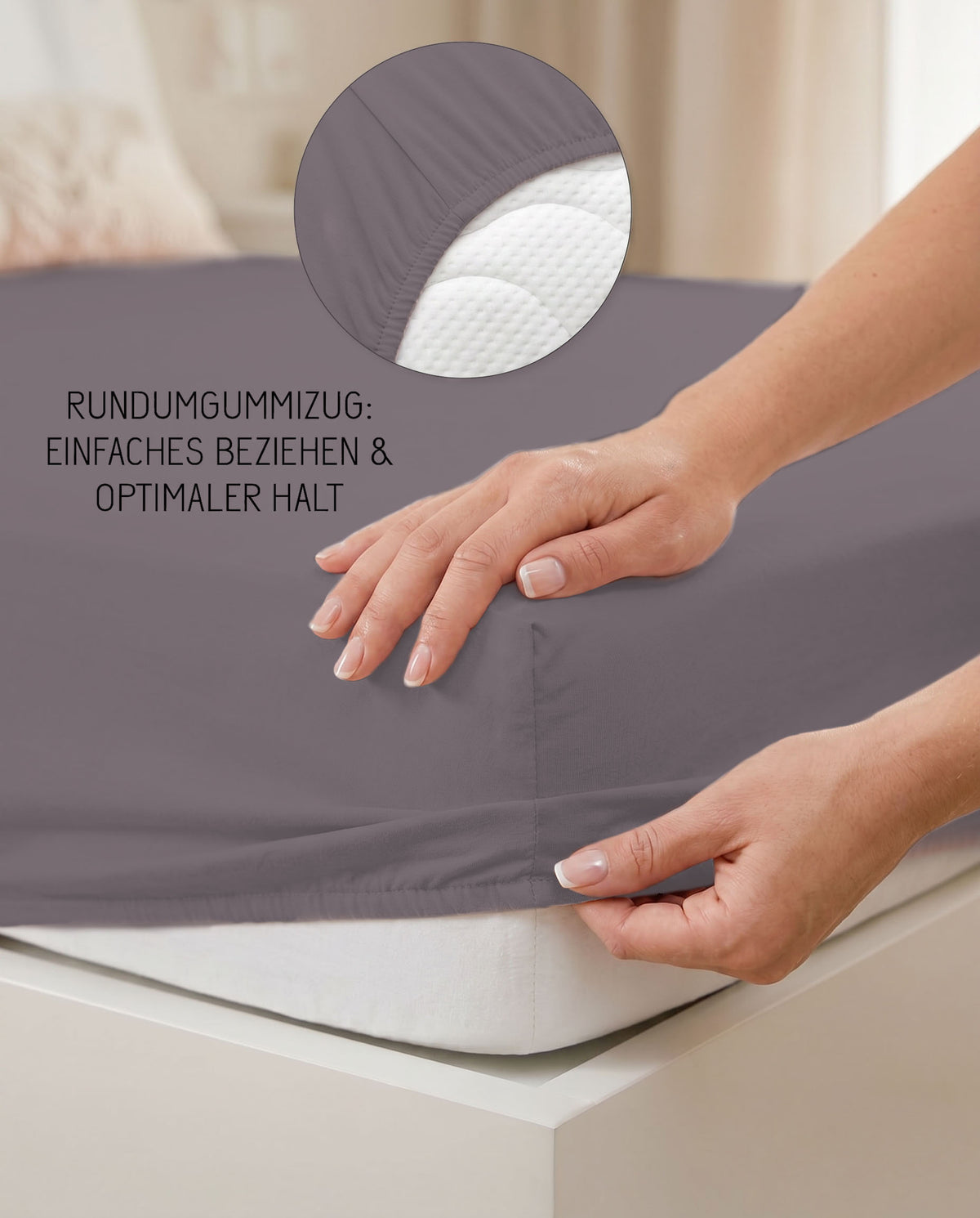 biberna Jersey-Elastic-Boxspring Spannbetttuch – Rundumgummizug für optimalen Halt