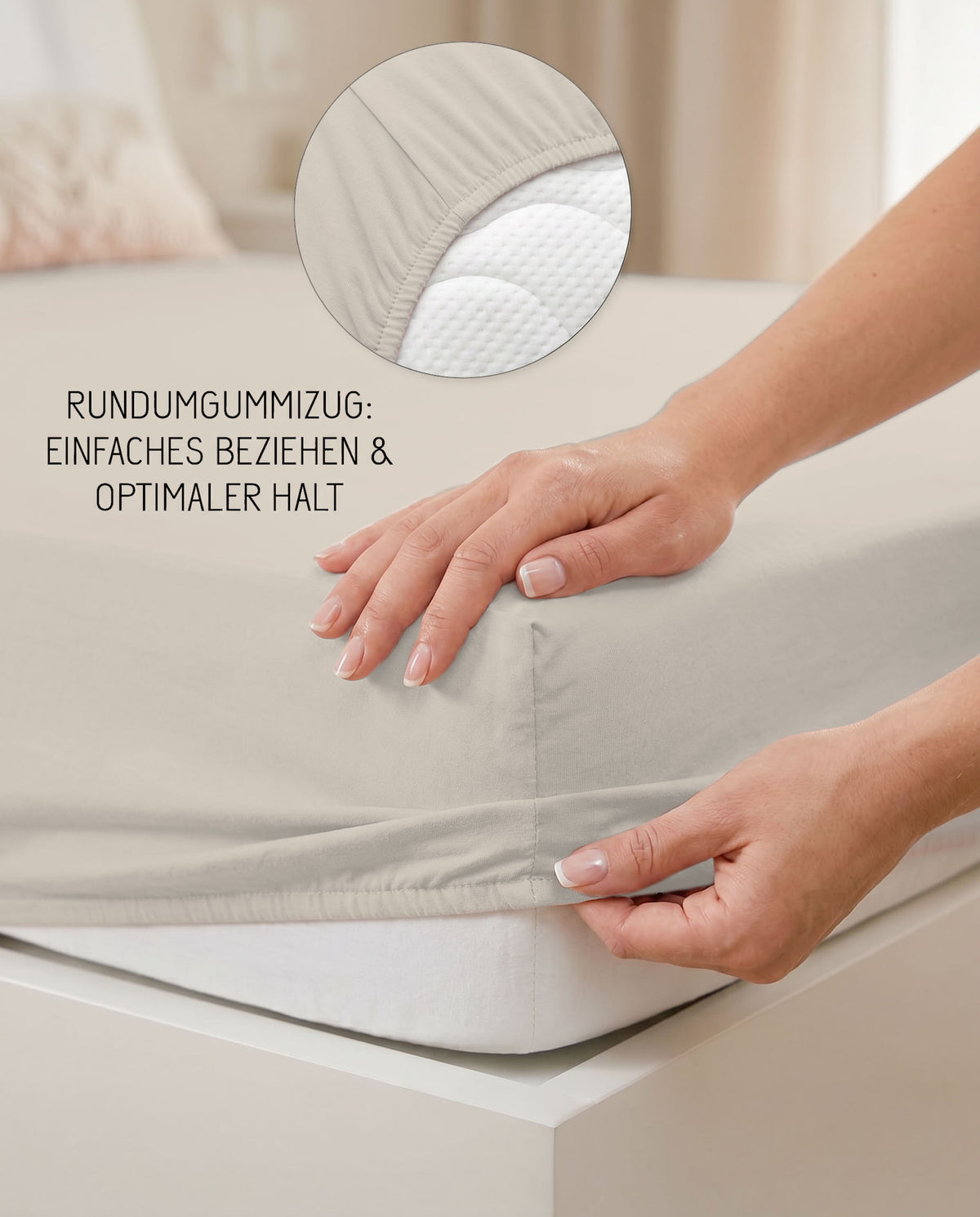 biberna Jersey-Elastic-Boxspring Spannbetttuch – Rundumgummizug für optimalen Halt