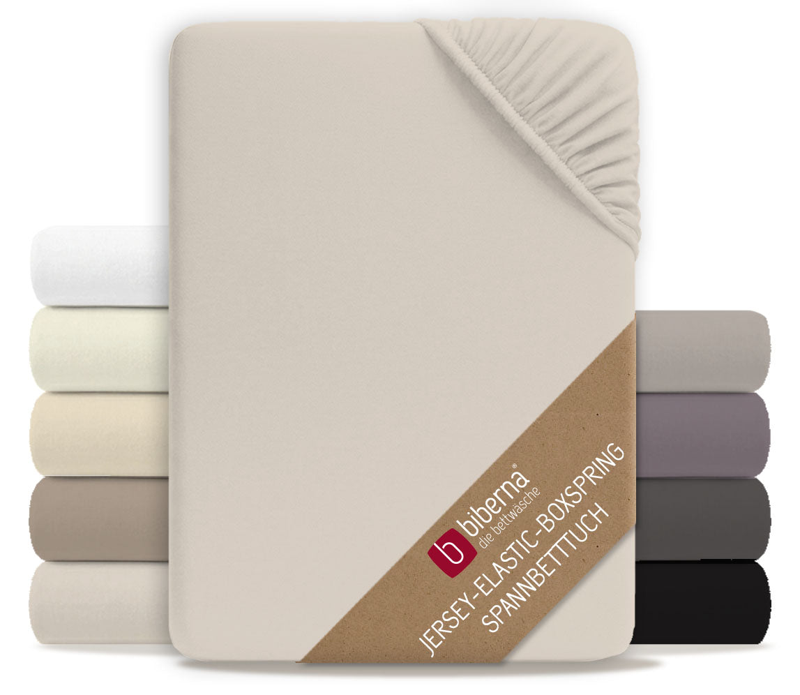 biberna Jersey-Elastic-Boxspring Spannbetttuch – Grau