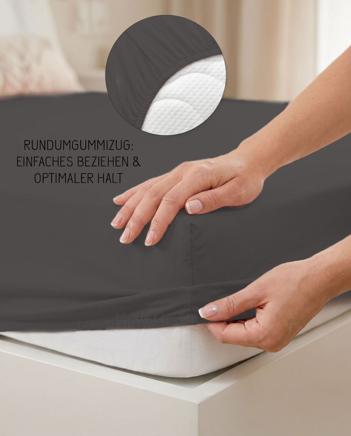 biberna Jersey-Elastic-Boxspring Spannbetttuch – Rundumgummizug für optimalen Halt