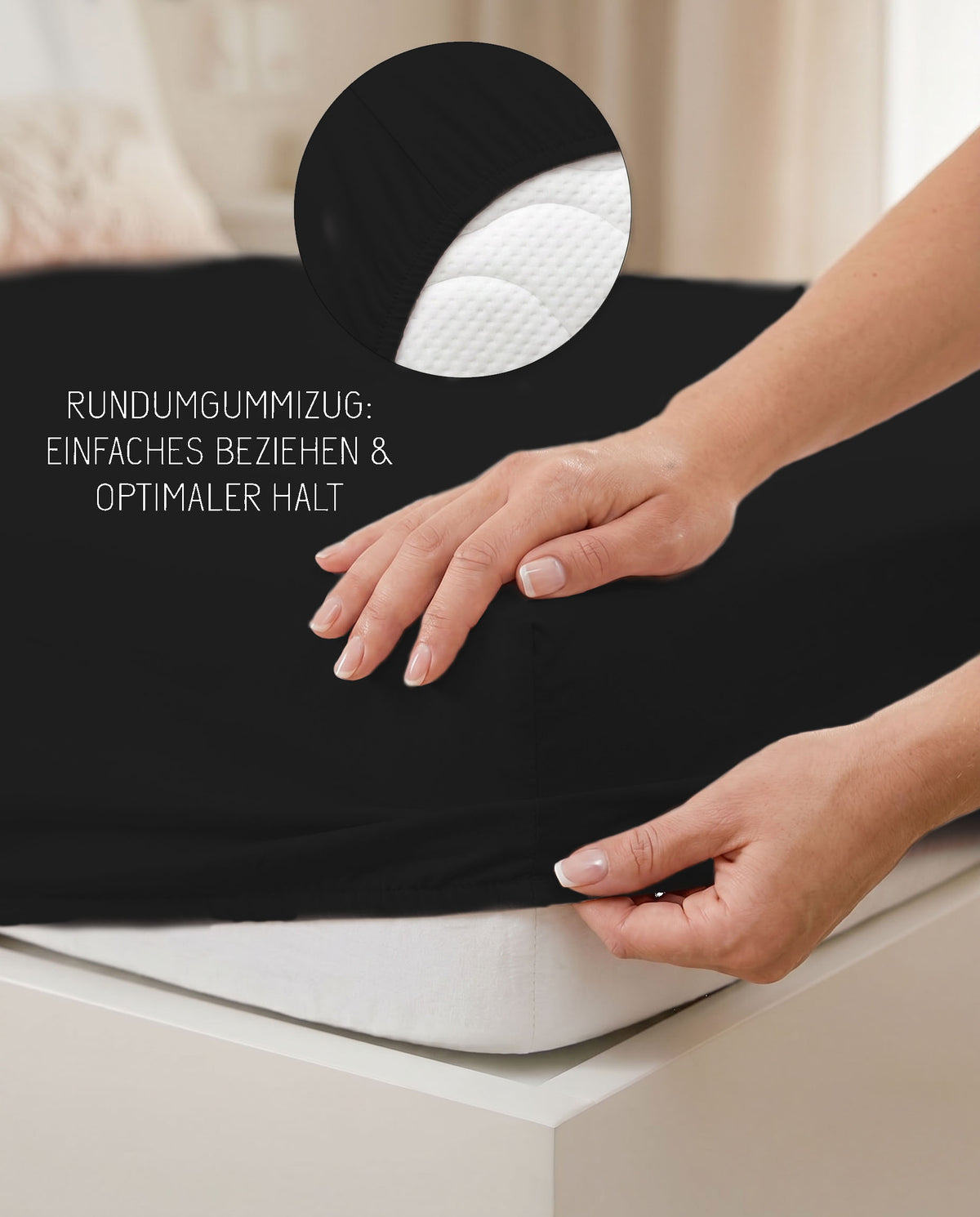 biberna Jersey-Elastic-Boxspring Spannbetttuch – Rundumgummizug für optimalen Halt