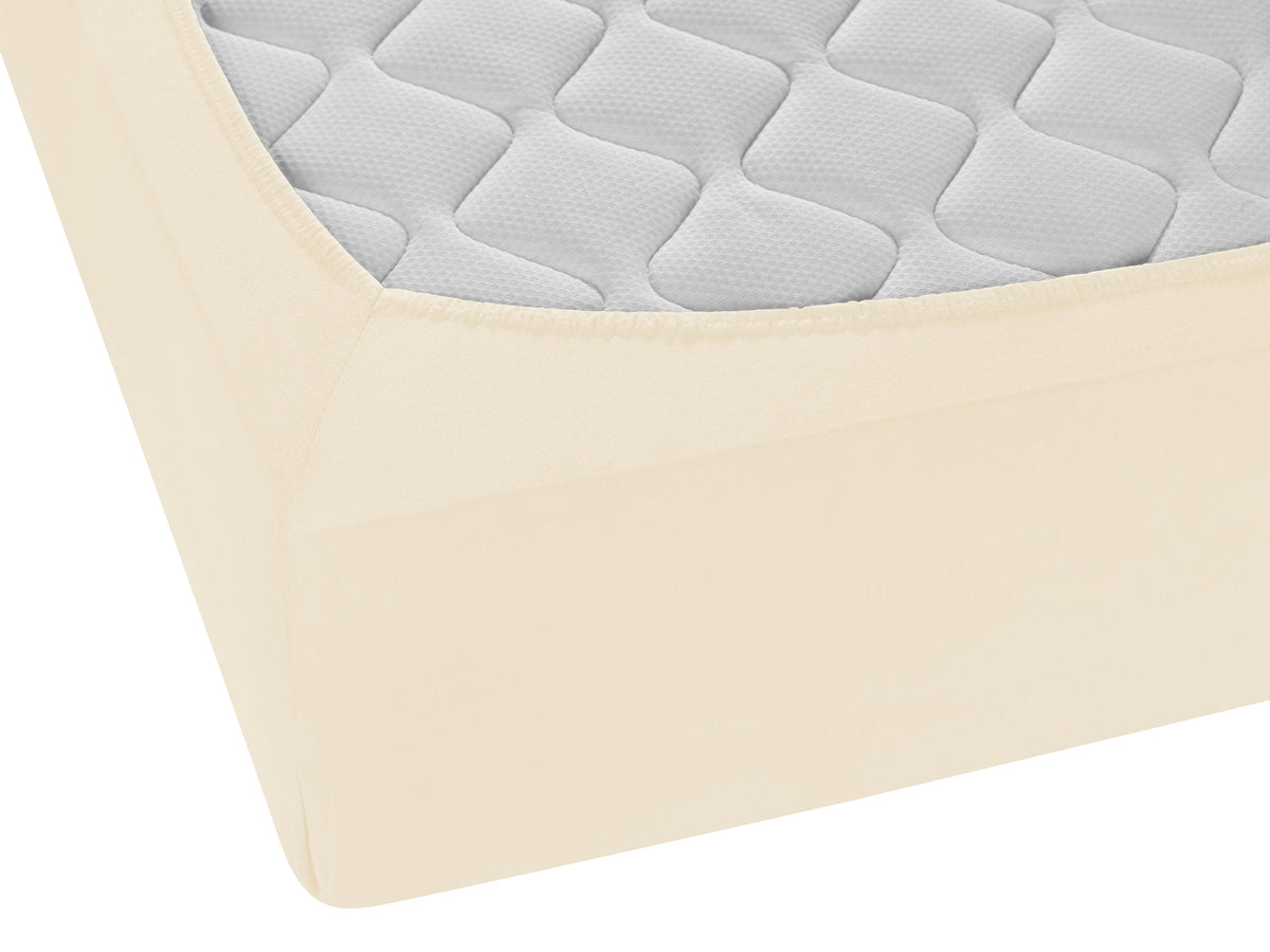 biberna Jersey-Elastic-Boxspring Spannbetttuch – Detailaufnahme