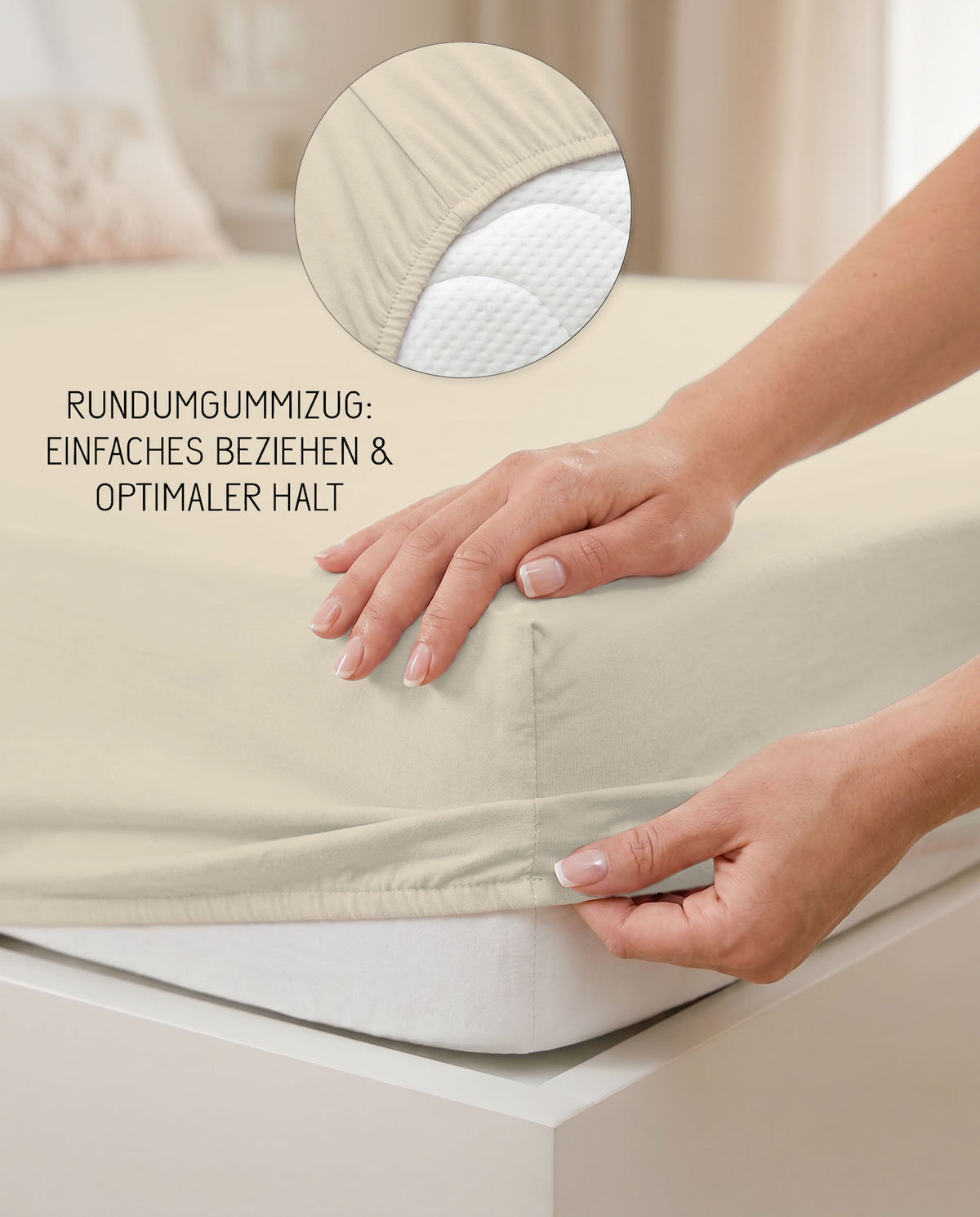biberna Jersey-Elastic-Boxspring Spannbetttuch – Rundumgummizug für optimalen Halt