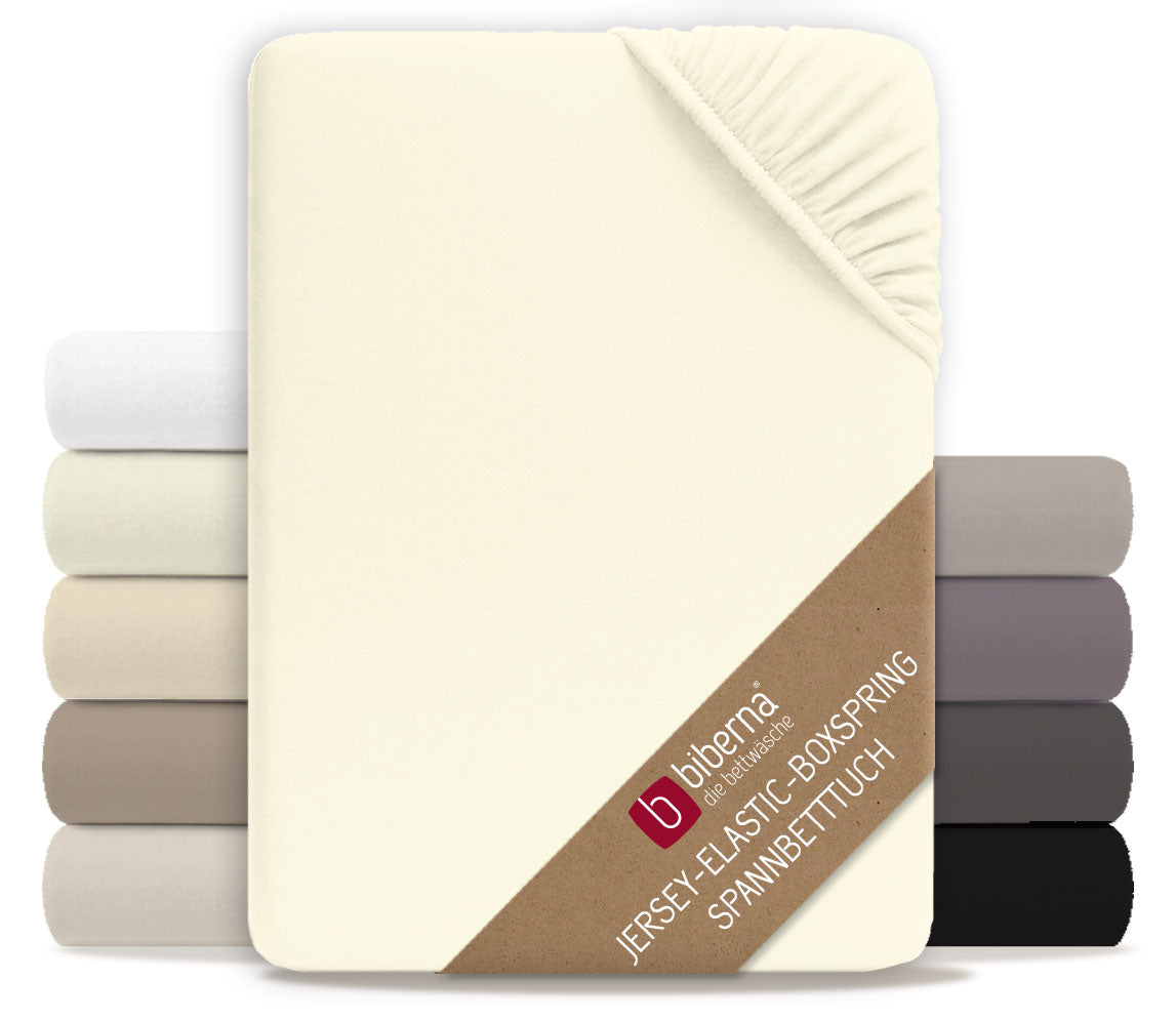 biberna Jersey-Elastic-Boxspring Spannbetttuch – Perlmutt