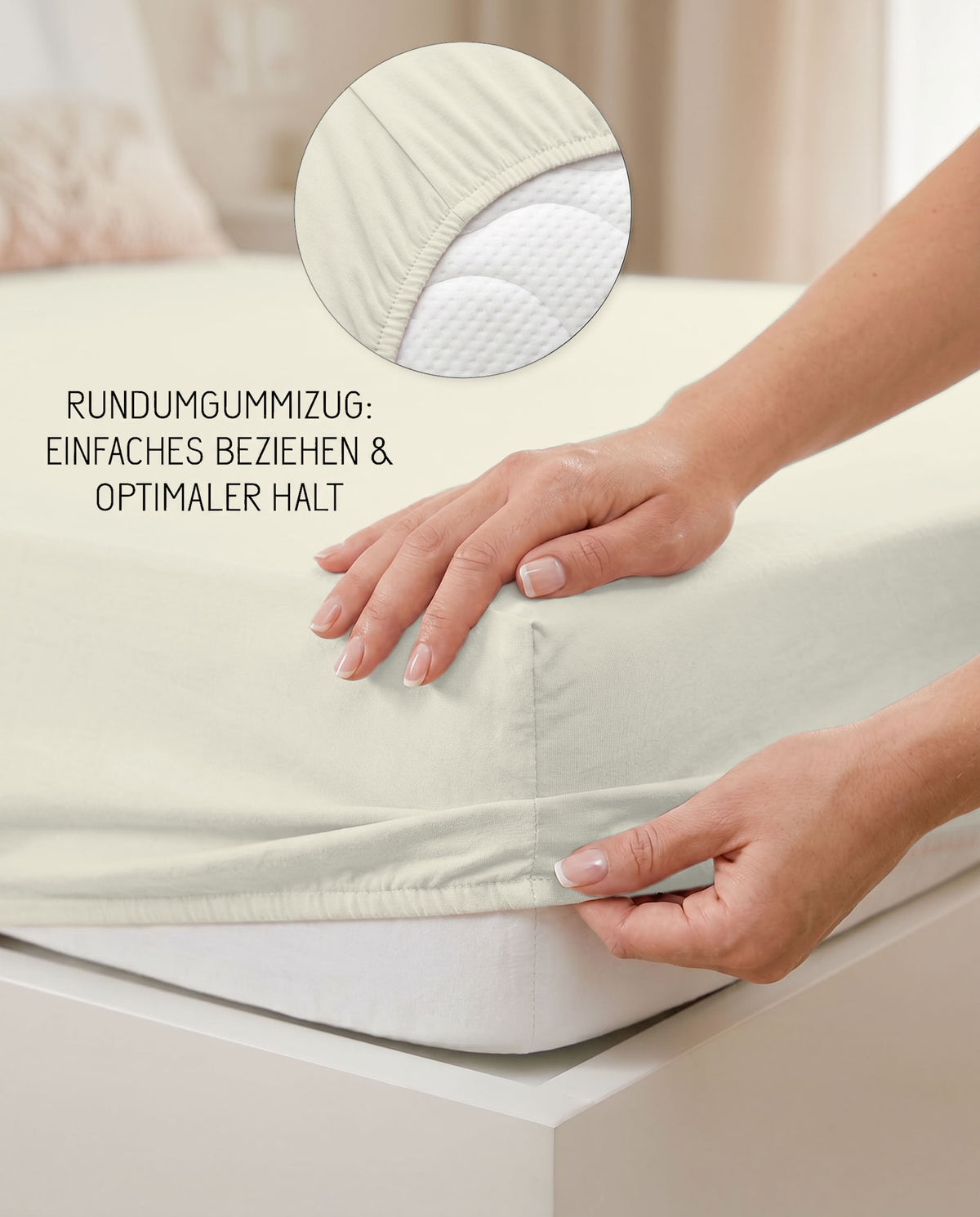 biberna Jersey-Elastic-Boxspring Spannbetttuch – Rundumgummizug für optimalen Halt