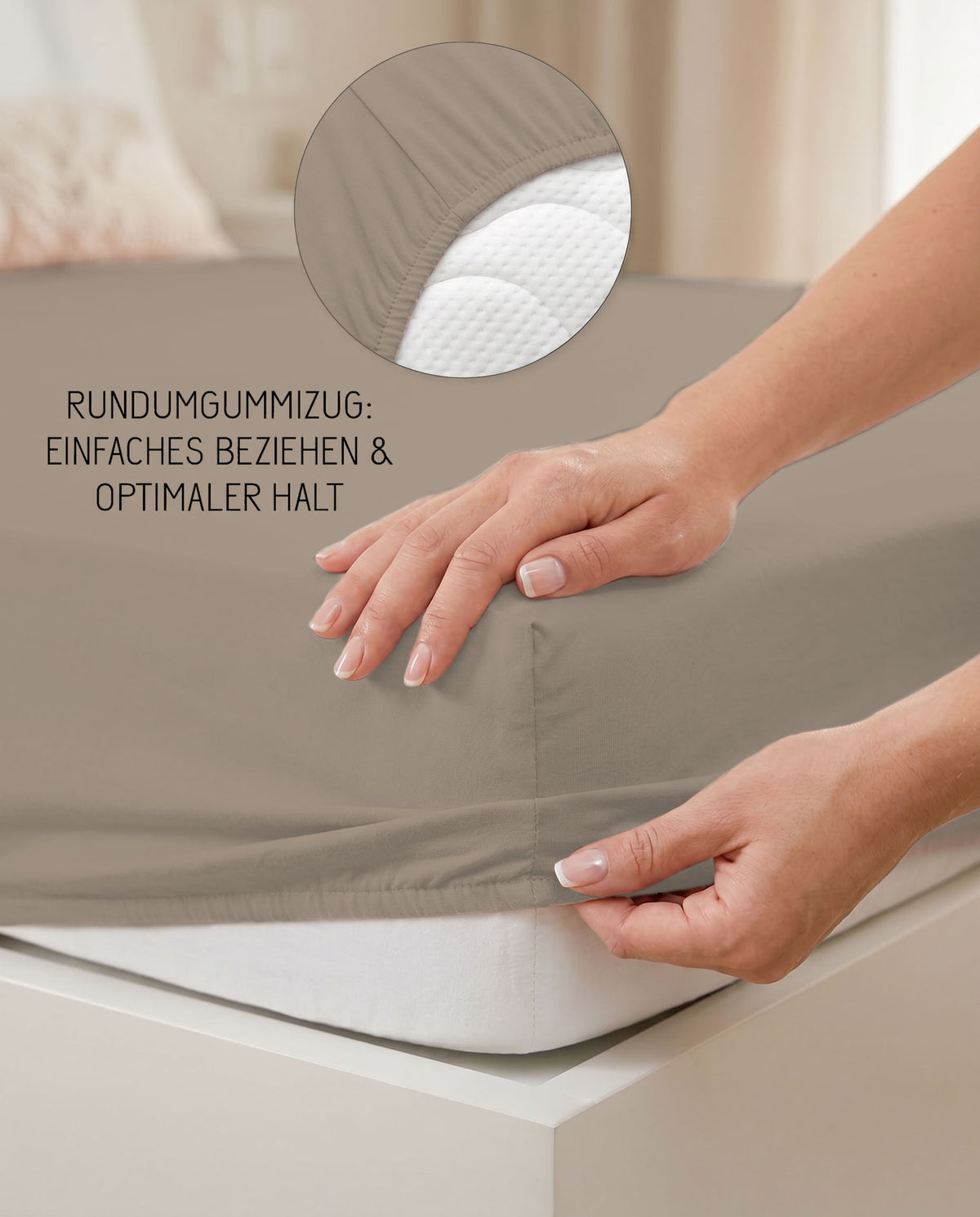 biberna Jersey-Elastic-Boxspring Spannbetttuch – Rundumgummizug für optimalen Halt