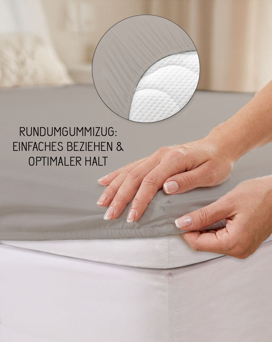 biberna Jersey-Elastic-Topper Spannbetttuch – Rundumgummizug für optimalen Halt