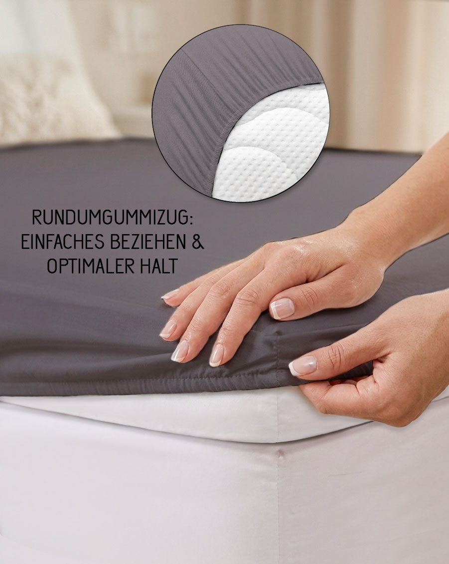 biberna Jersey-Elastic-Topper Spannbetttuch – Rundumgummizug für optimalen Halt