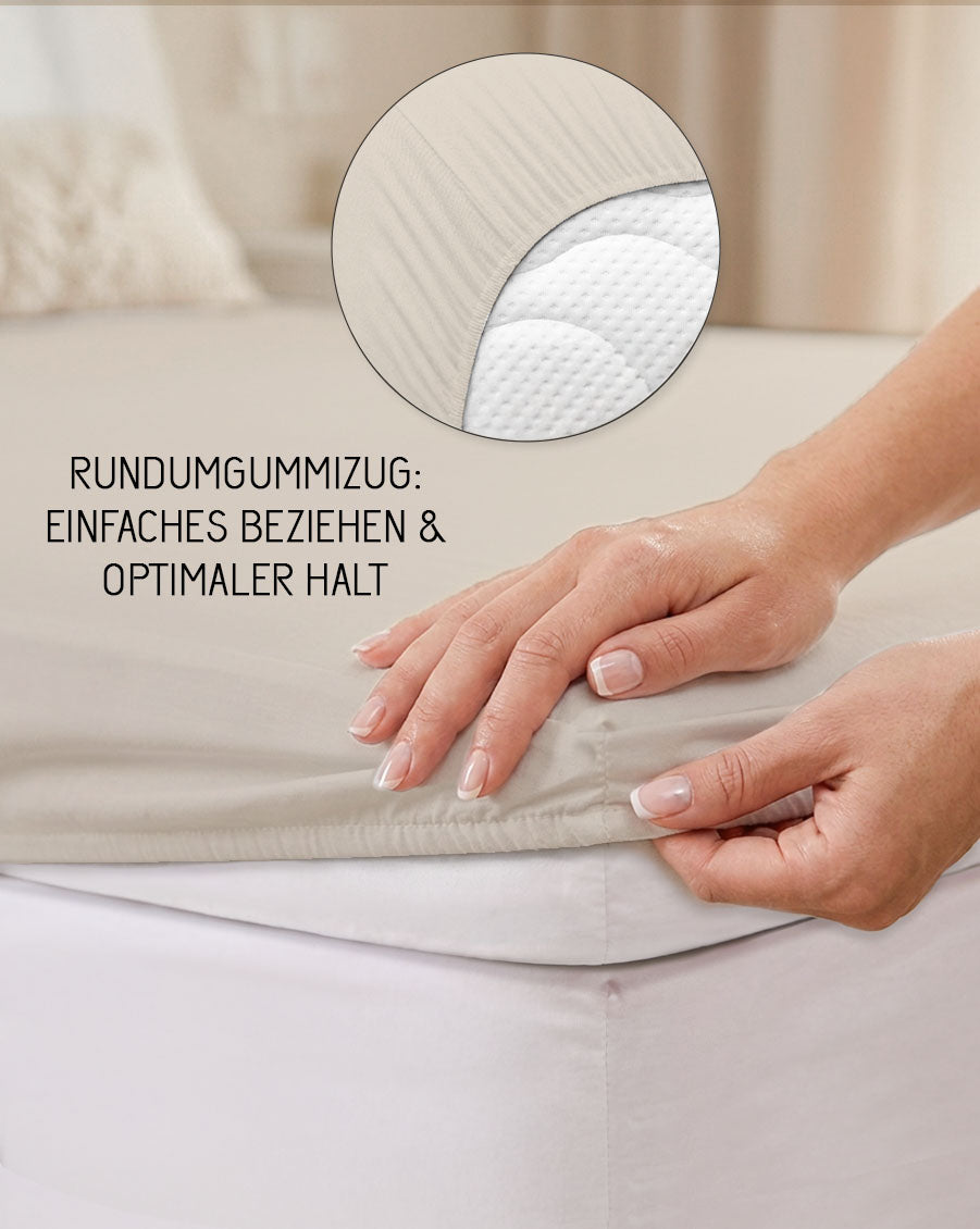 biberna Jersey-Elastic-Topper Spannbetttuch – Rundumgummizug für optimalen Halt