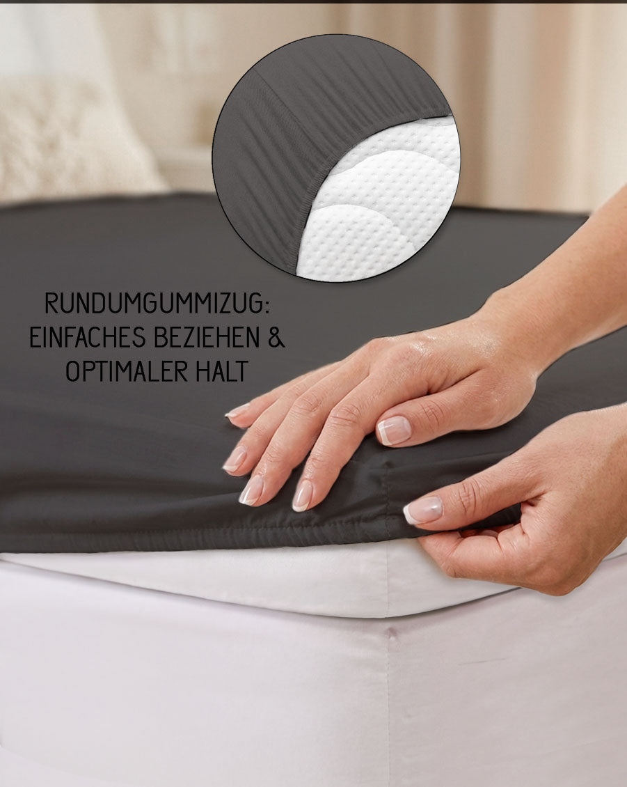 biberna Jersey-Elastic-Topper Spannbetttuch – Rundumgummizug für optimalen Halt