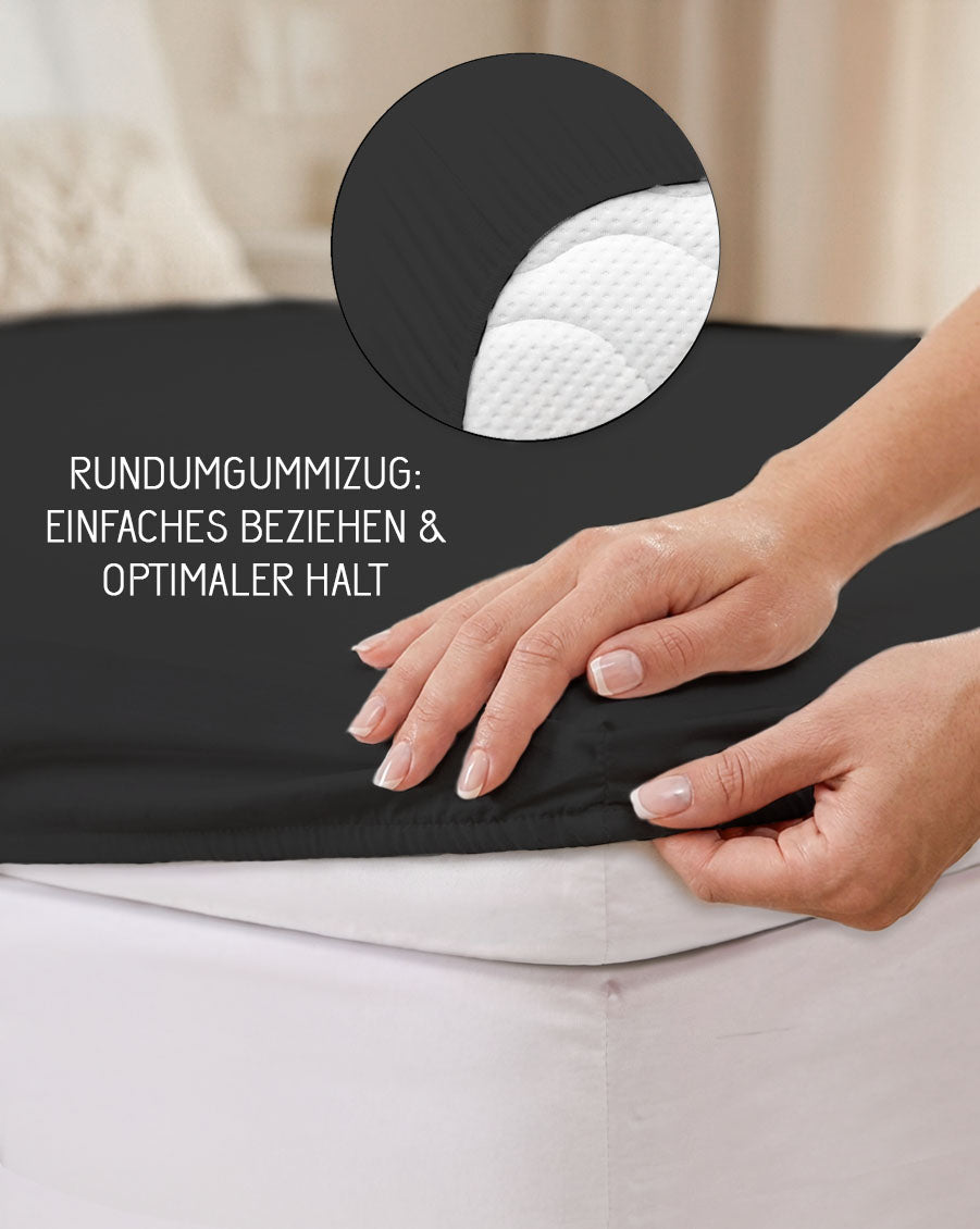 biberna Jersey-Elastic-Topper Spannbetttuch – Rundumgummizug für optimalen Halt