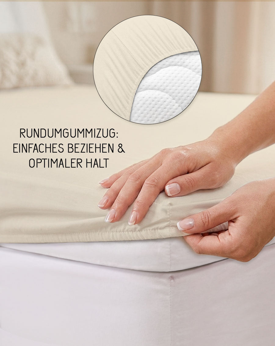 biberna Jersey-Elastic-Topper Spannbetttuch – Rundumgummizug für optimalen Halt