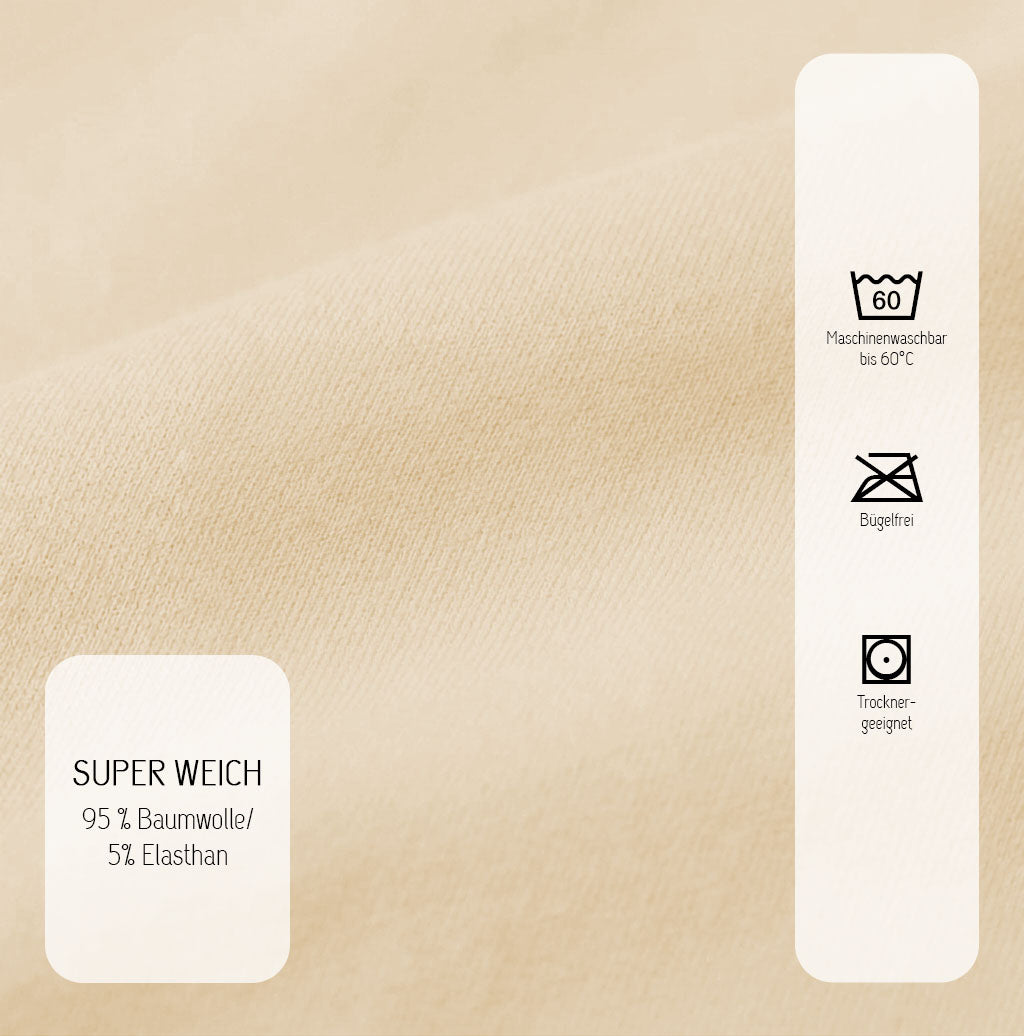 biberna Jersey-Elastic-Topper Spannbetttuch – Materialdetail Champagner