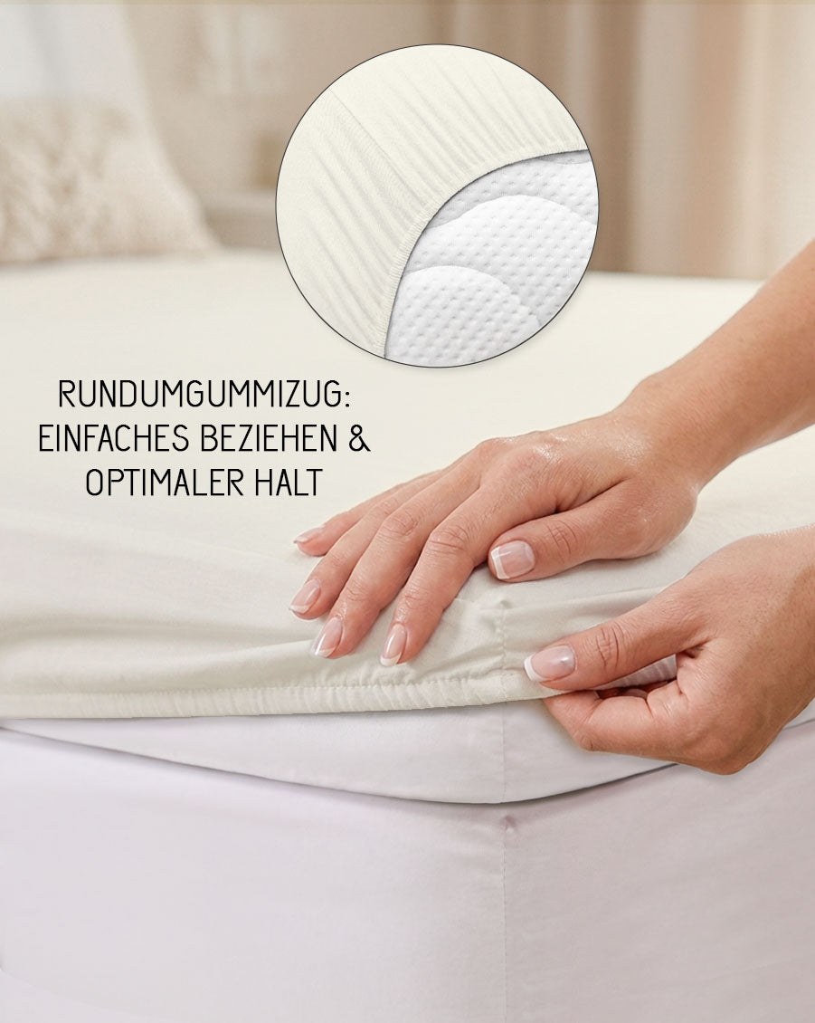 biberna Jersey-Elastic-Topper Spannbetttuch – Rundumgummizug für optimalen Halt