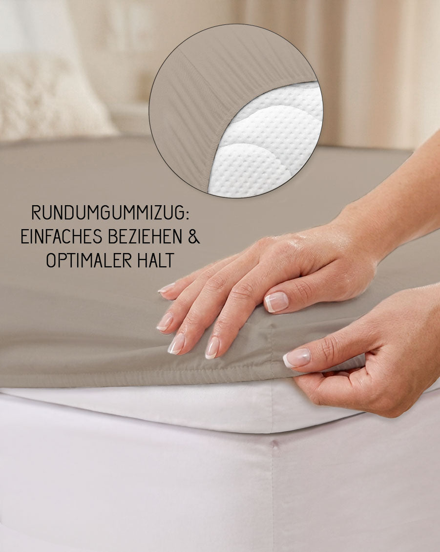 biberna Jersey-Elastic-Topper Spannbetttuch – Rundumgummizug für optimalen Halt