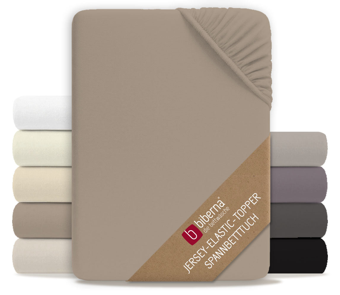 biberna Jersey-Elastic-Topper Spannbetttuch – Basalt