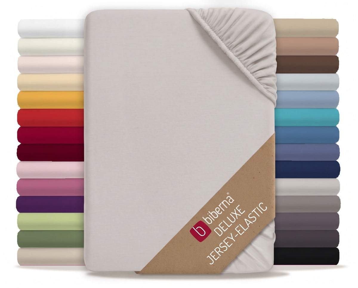 biberna Jersey-Elastic Spannbetttuch – Sturmgrau